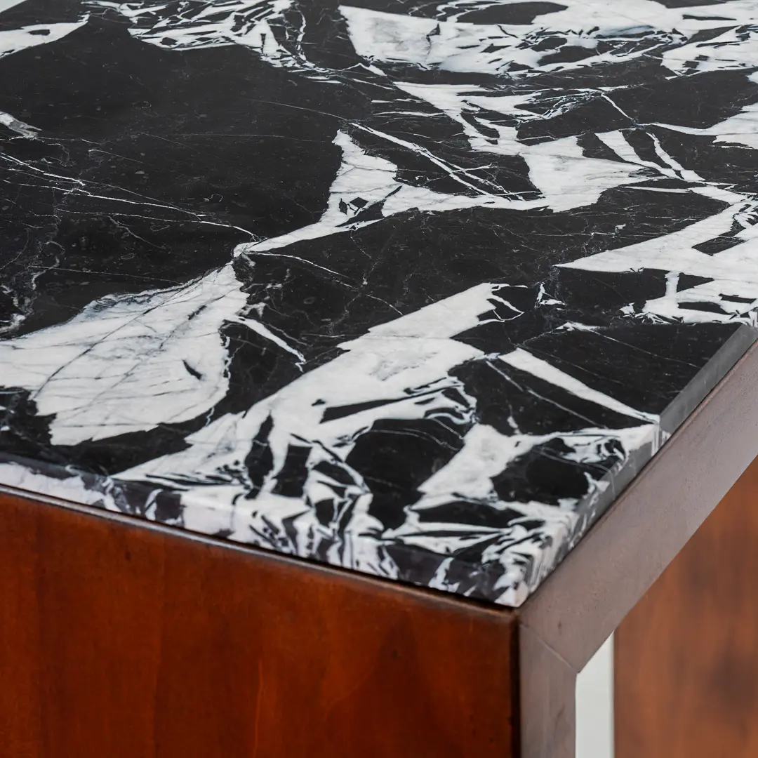 pair of C&U Lorenzo Ciompi wood, brass and marble console tables,Italy 2022 — photo 10