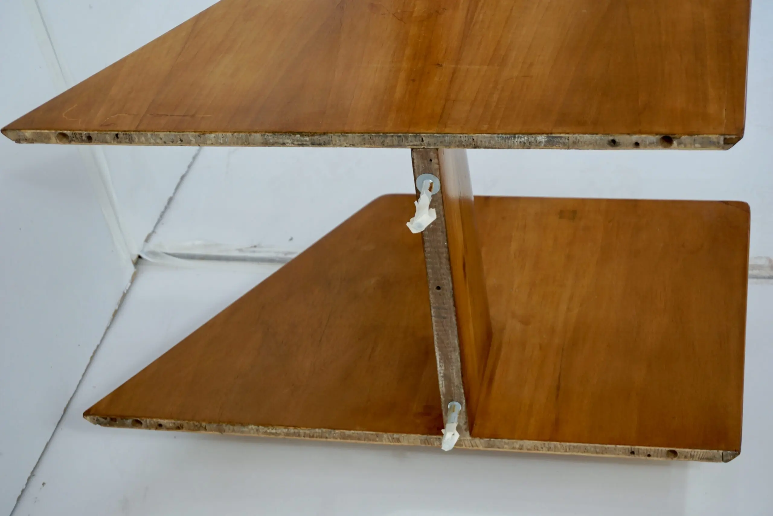 pair of GIO PONTI elm hanging nightstand tables, side tables Hotel Royal, 1955 — photo 21