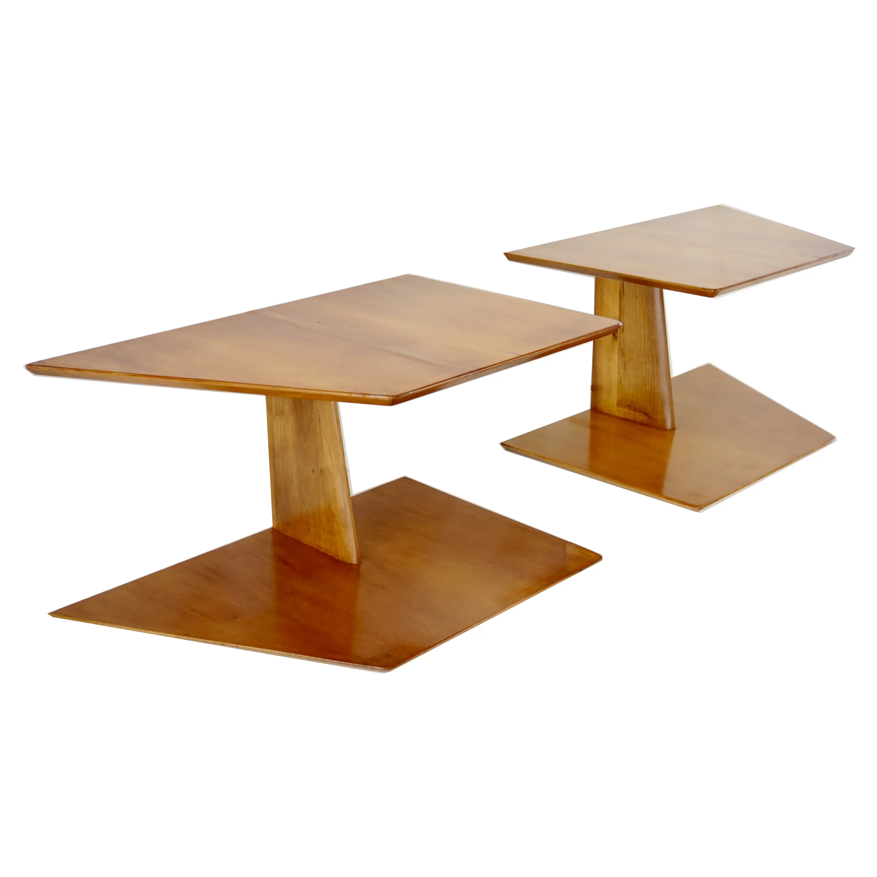 pair of GIO PONTI elm hanging nightstand tables, side tables Hotel Royal, 1955 — Gio Ponti