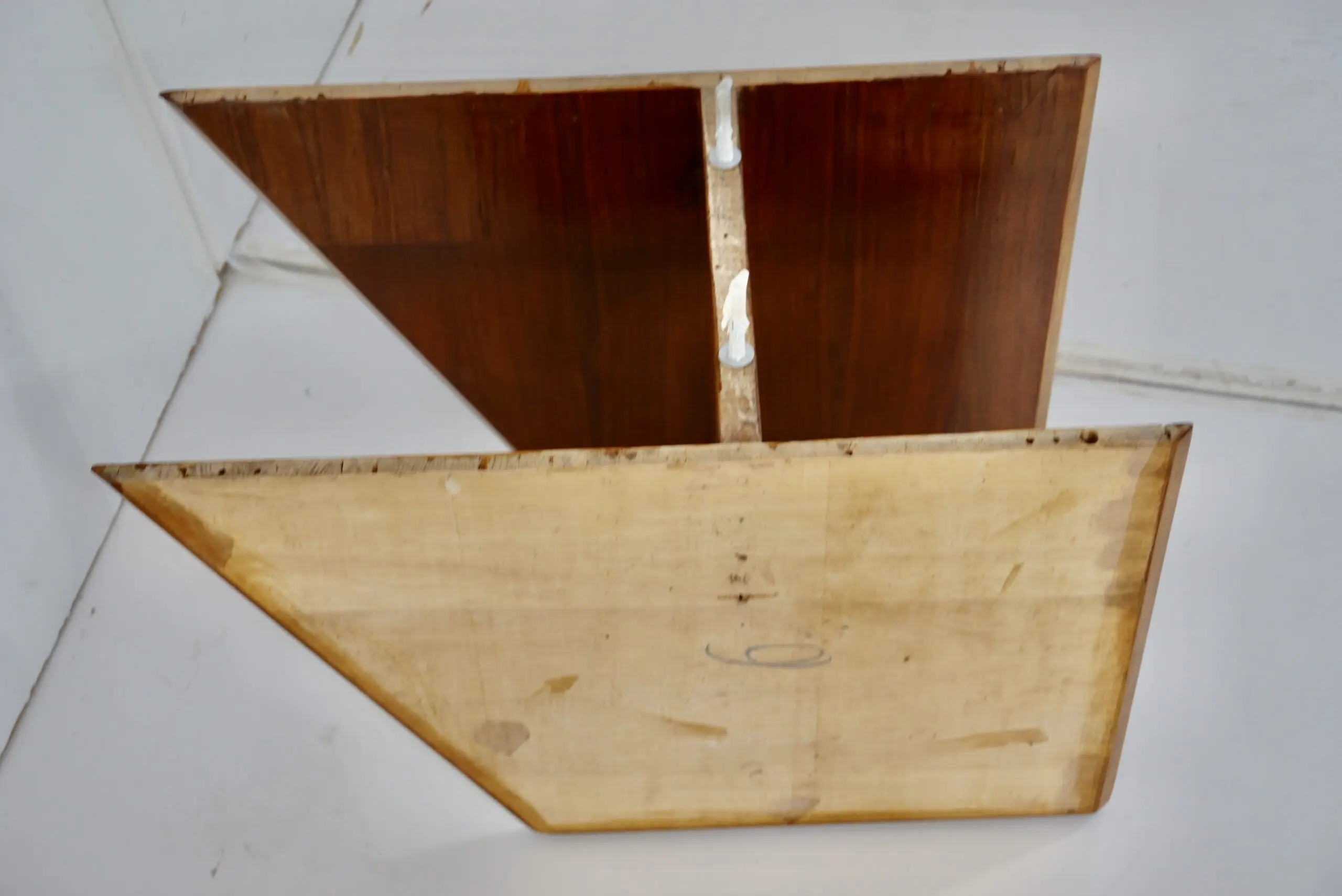 pair of GIO PONTI wood hanging nightstand tables, side tables Hotel Royal, 1955 — photo 20