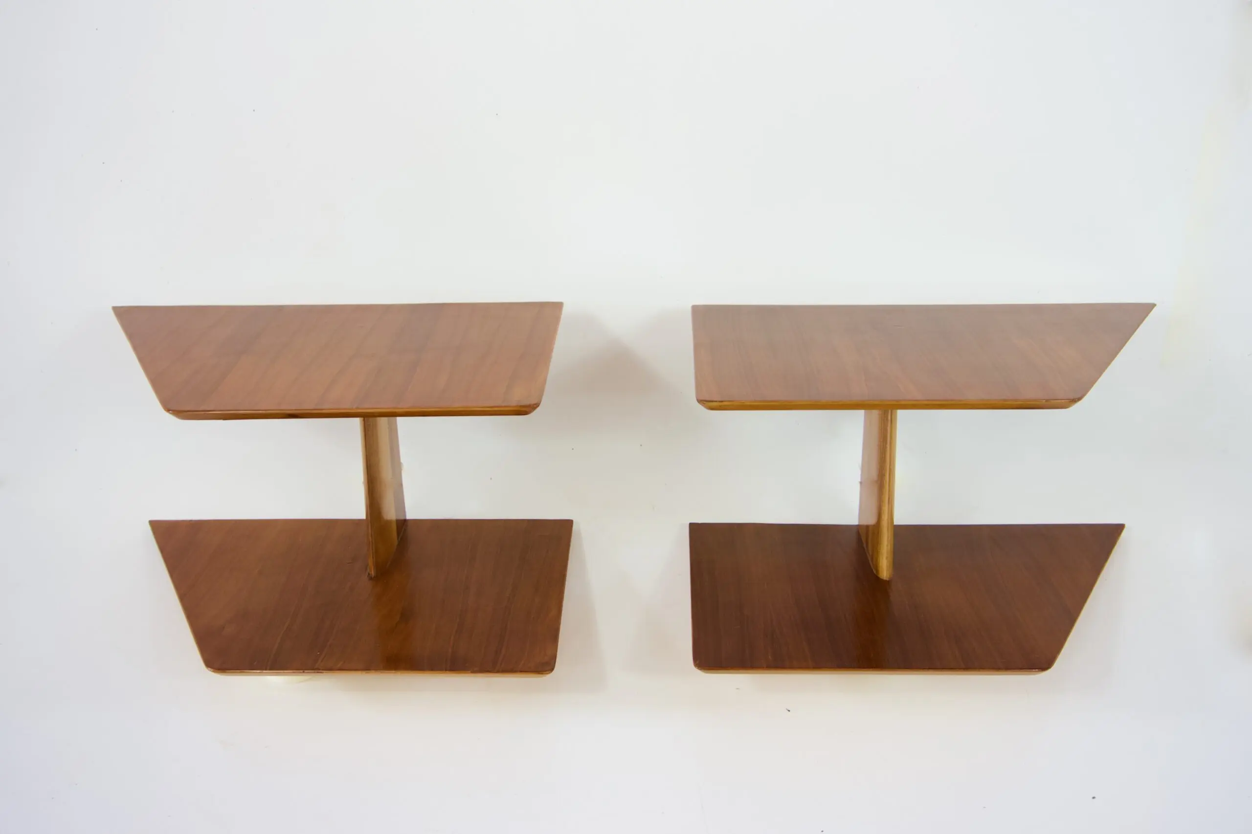 pair of GIO PONTI wood hanging nightstand tables, side tables Hotel Royal, 1955 — photo 6