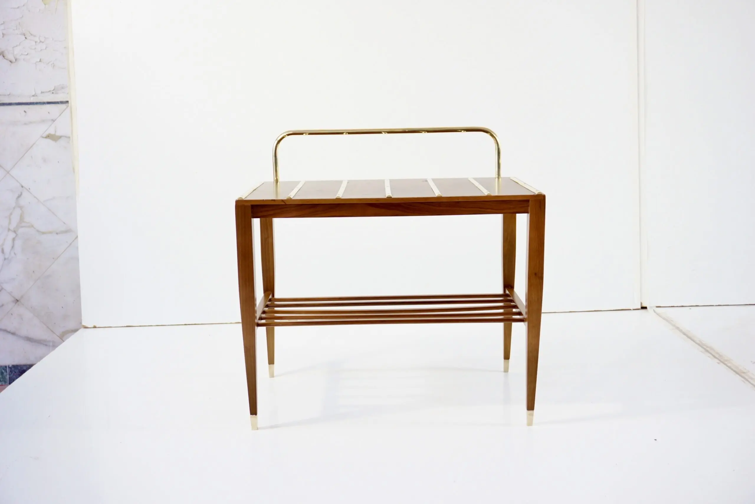 Gio Ponti Walnut Side Table, Luggage Rack for Hotel Royal Naples, 1955 — photo 6
