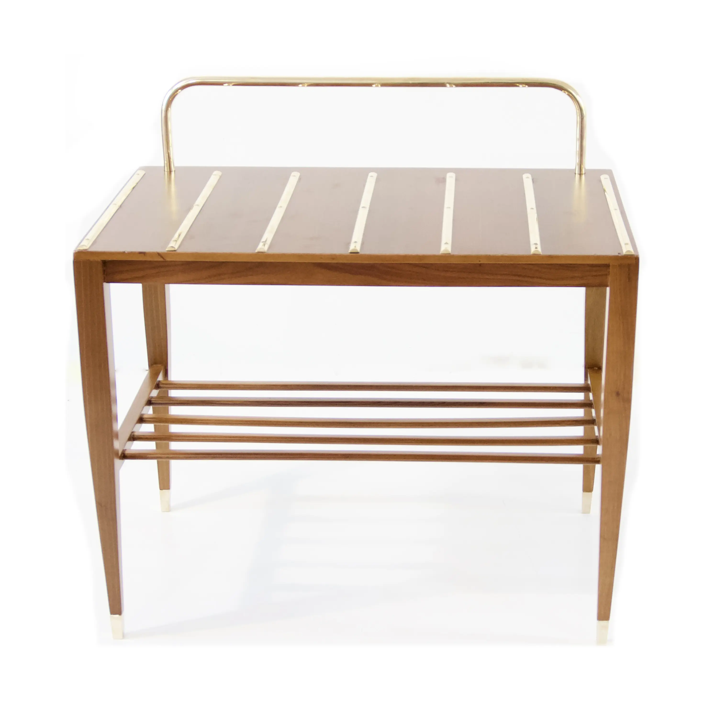 Gio Ponti Walnut Side Table, Luggage Rack for Hotel Royal Naples, 1955 — Gio Ponti