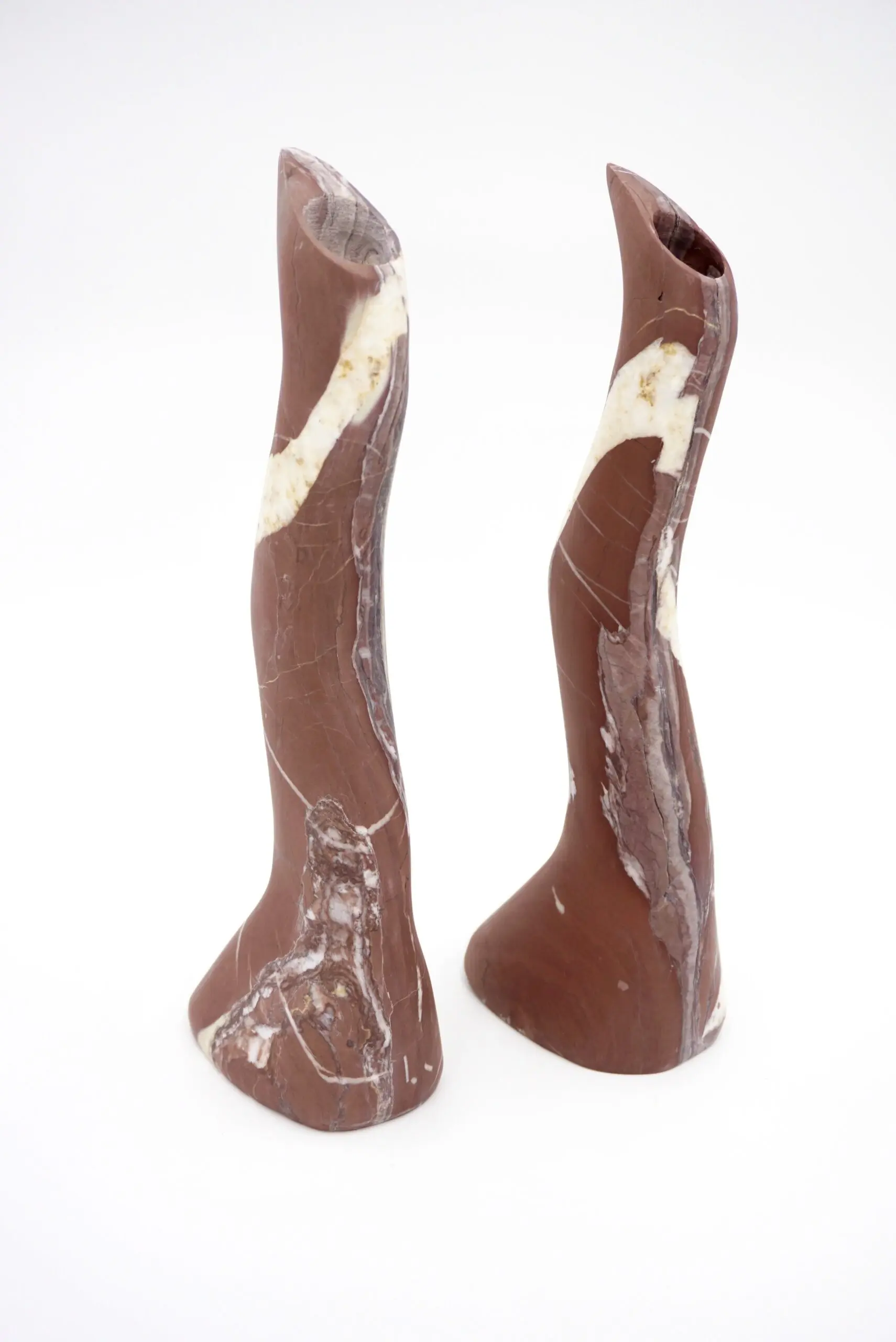 Pair of Coral Red Snake Sculptural Marble Candlesticks, by Lorenzo Ciompi 2023 — photo 6
