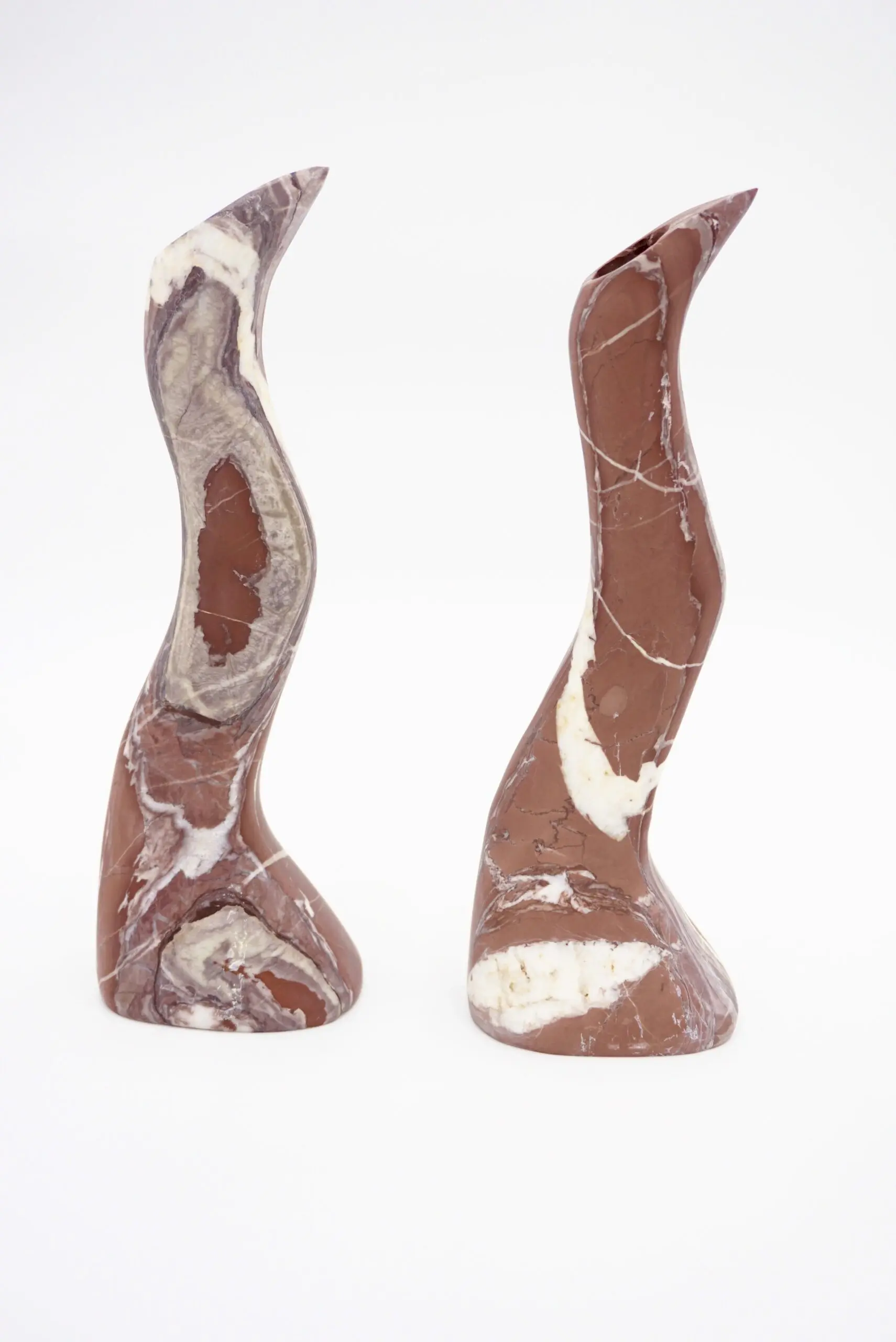 Pair of Coral Red Snake Sculptural Marble Candlesticks, by Lorenzo Ciompi 2023 — photo 8