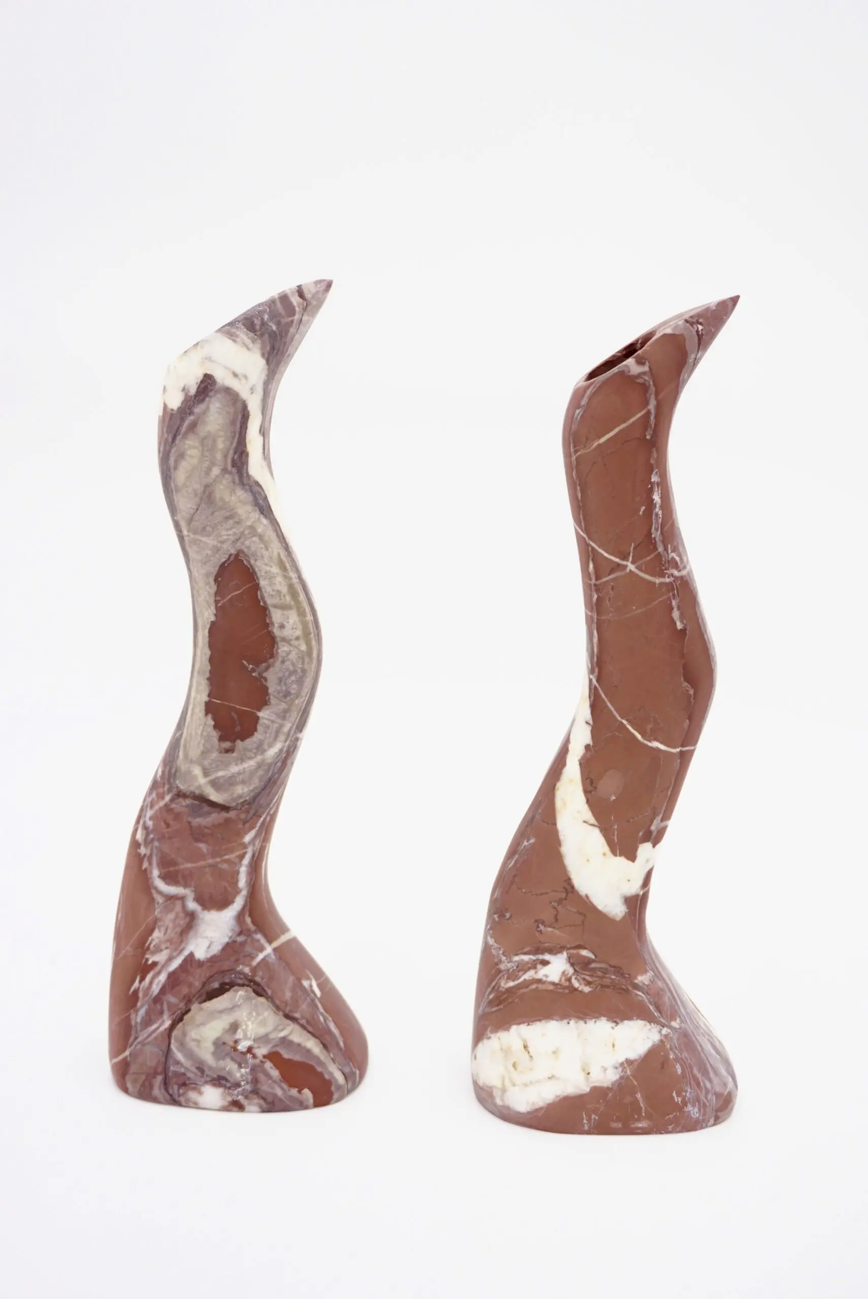 Pair of Coral Red Snake Sculptural Marble Candlesticks, by Lorenzo Ciompi 2023 — photo 9
