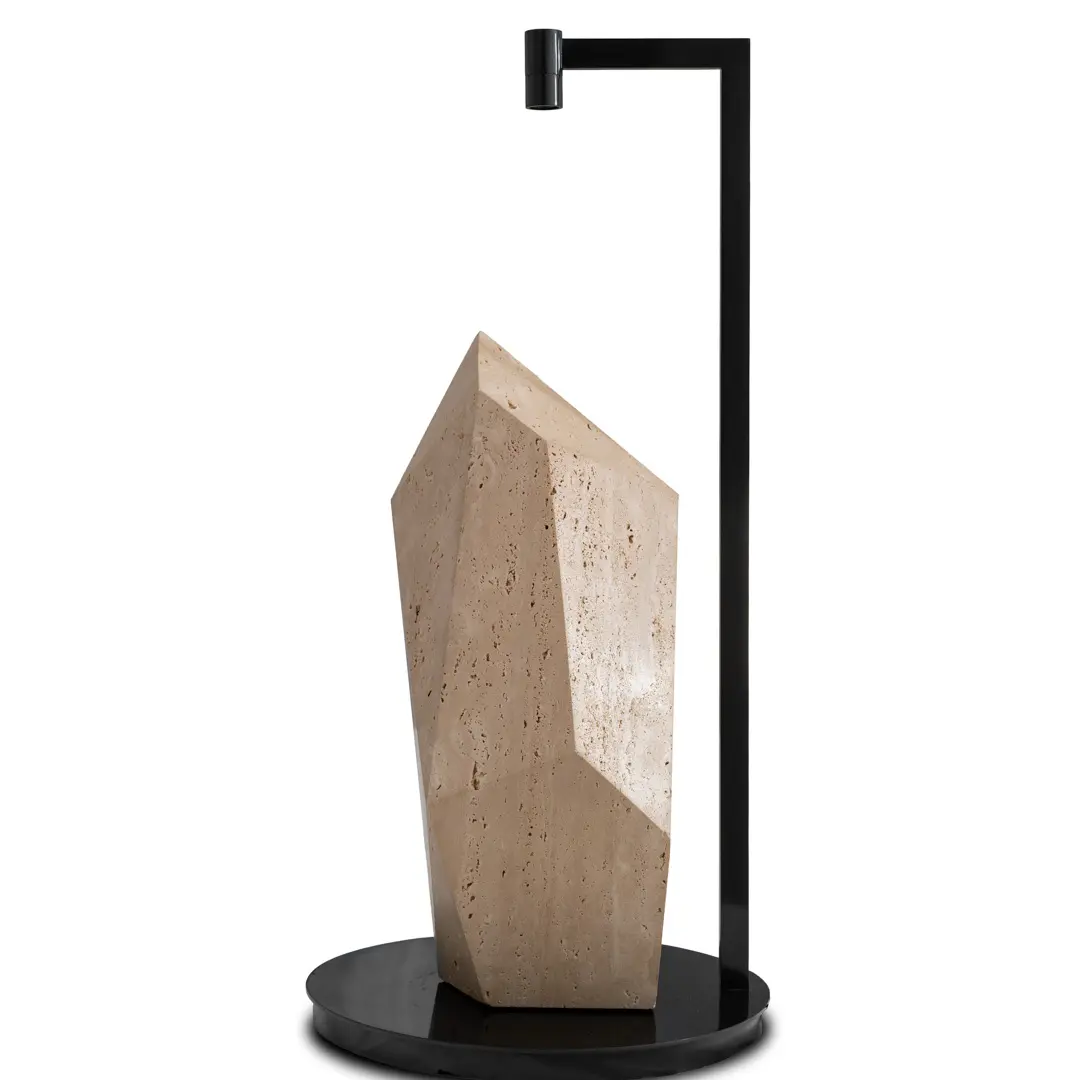 Lorenzo Ciompi "Roman Polyhedrum" Marble and Bronze Sculptural Table Lamp, 2023 — Lorenzo Ciompi