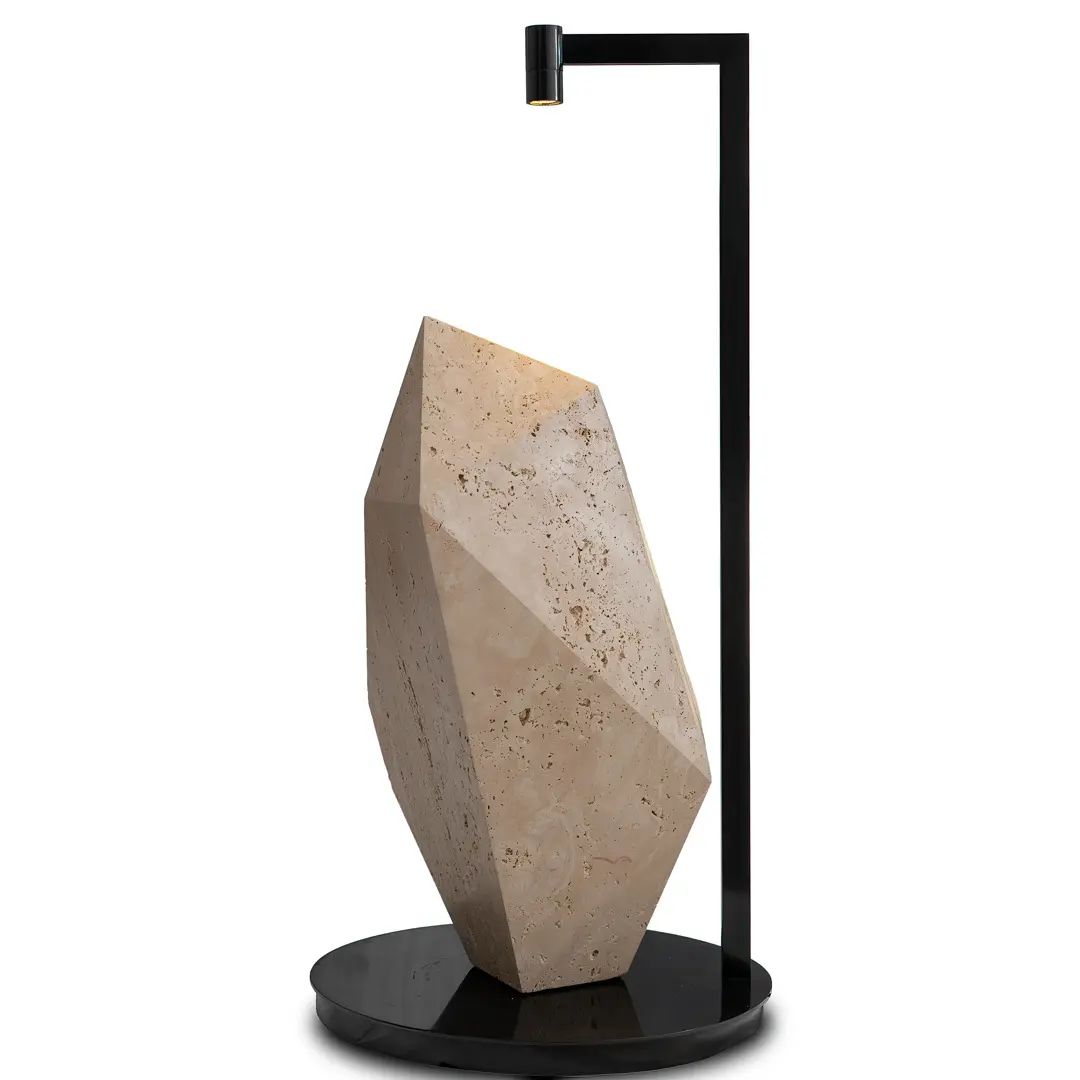 Lorenzo Ciompi "Roman Polyhedrum" Marble and Bronze Sculptural Table Lamp, 2023 — image 3