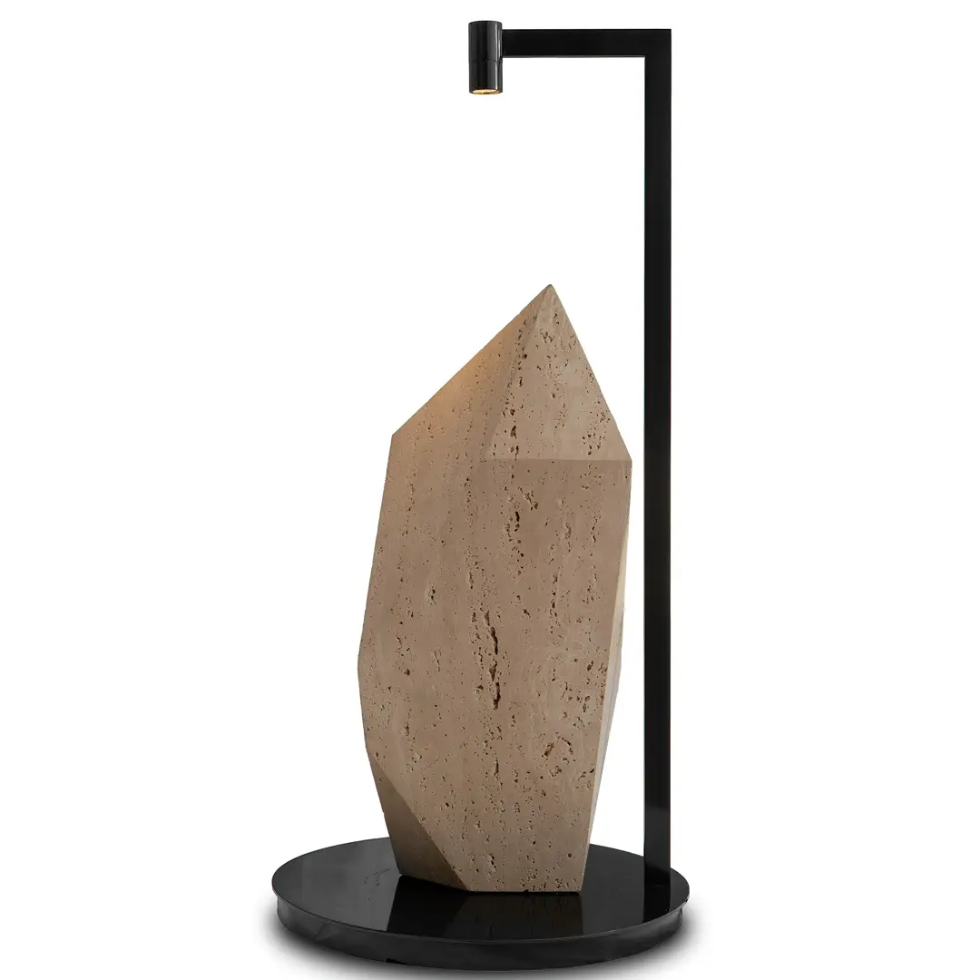 Lorenzo Ciompi "Roman Polyhedrum" Marble and Bronze Sculptural Table Lamp, 2023 — image 2