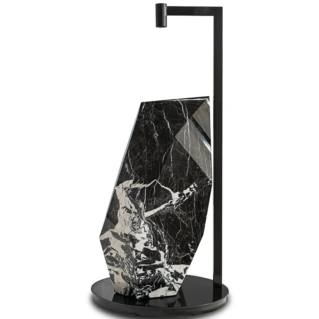 Lorenzo Ciompi "Black Polyhedrum" Marble and Bronze Sculptural Table Lamp, 2023 — image 2