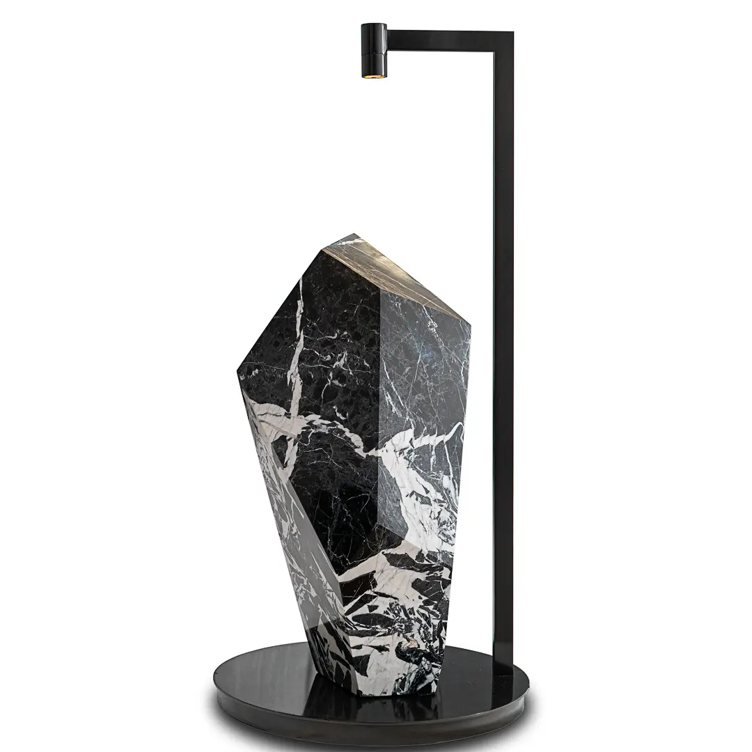 Lorenzo Ciompi "Black Polyhedrum" Marble and Bronze Sculptural Table Lamp, 2023 — photo 4