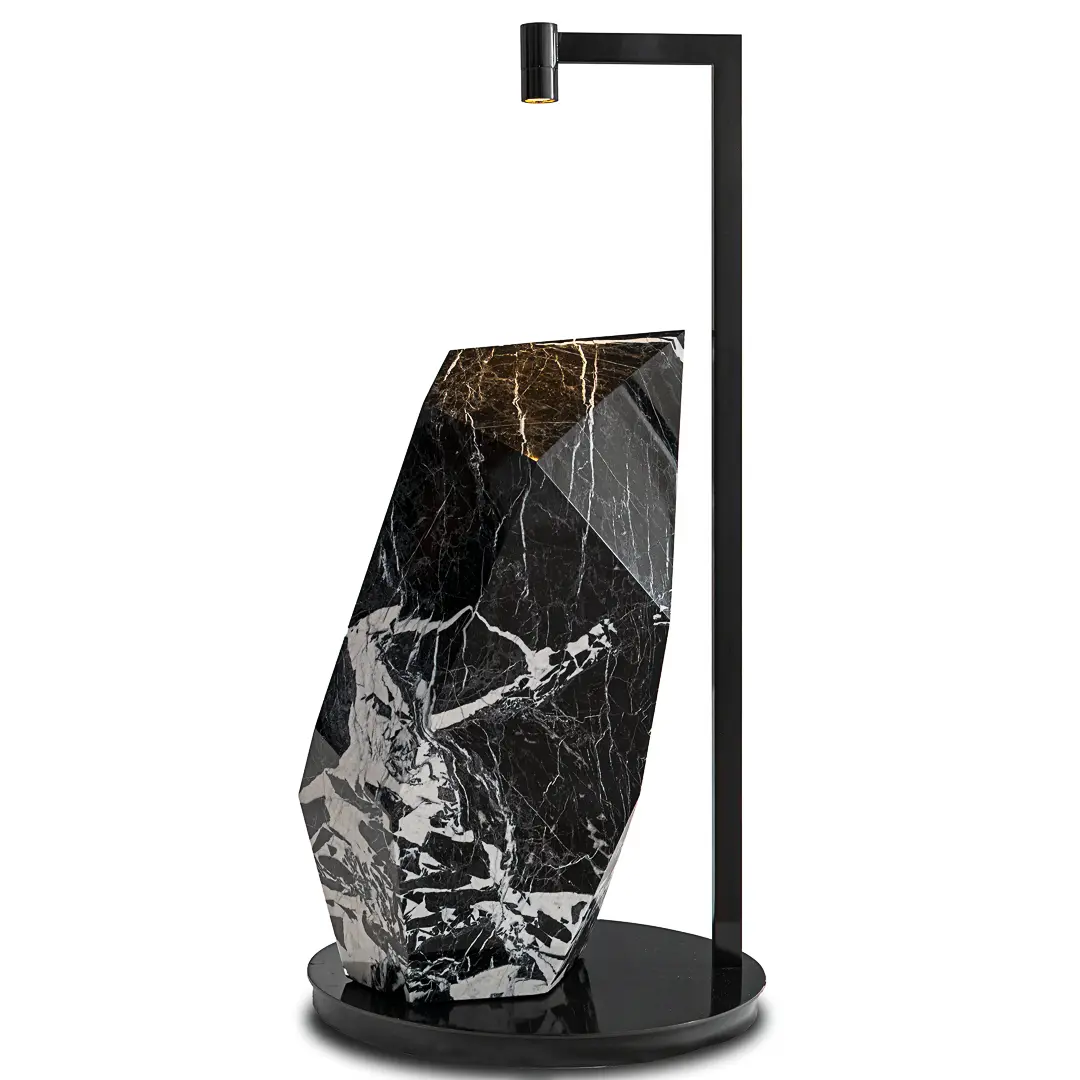 Lorenzo Ciompi "Black Polyhedrum" Marble and Bronze Sculptural Table Lamp, 2023 — Lorenzo Ciompi