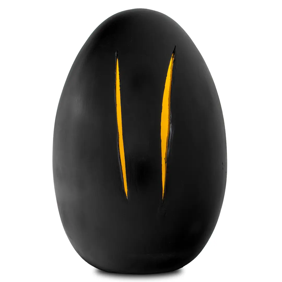 "THE END OF GOD" sculptural black ceramic table lamp, tribute to Lucio Fontana — image 2