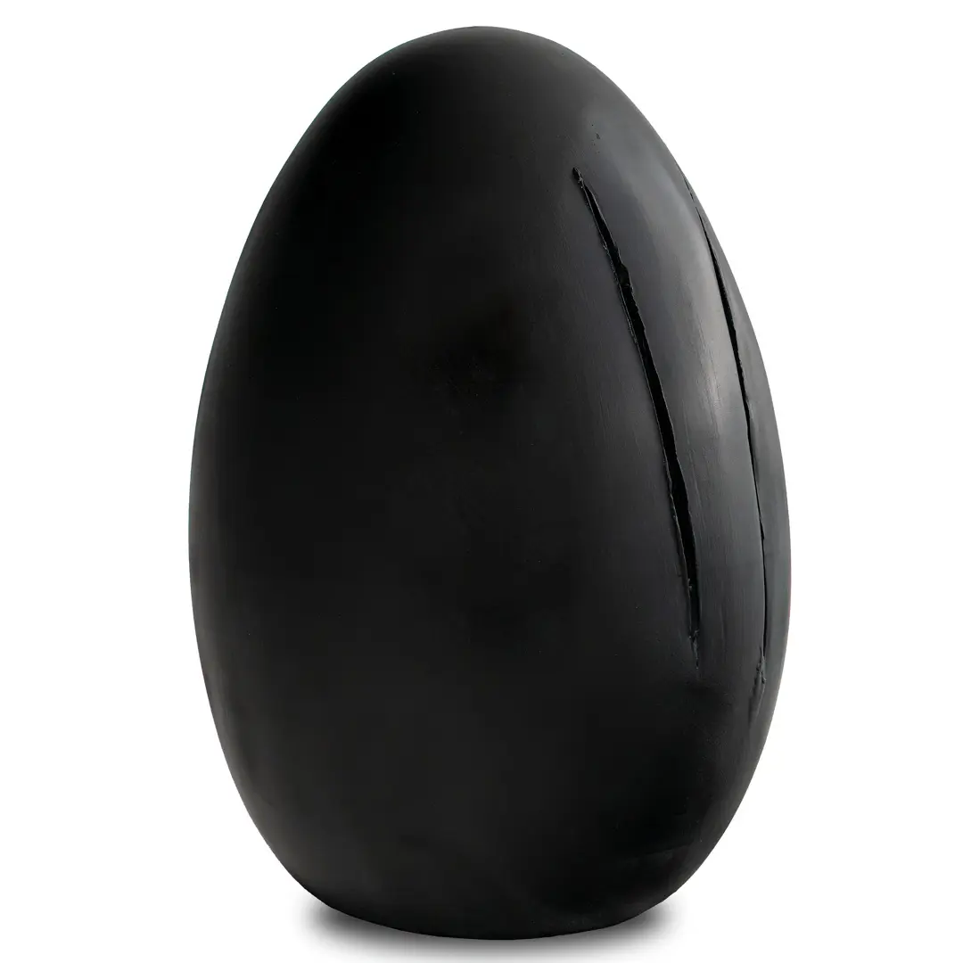 "THE END OF GOD" sculptural black ceramic table lamp, tribute to Lucio Fontana — Lorenzo Ciompi, Lucio Fontana