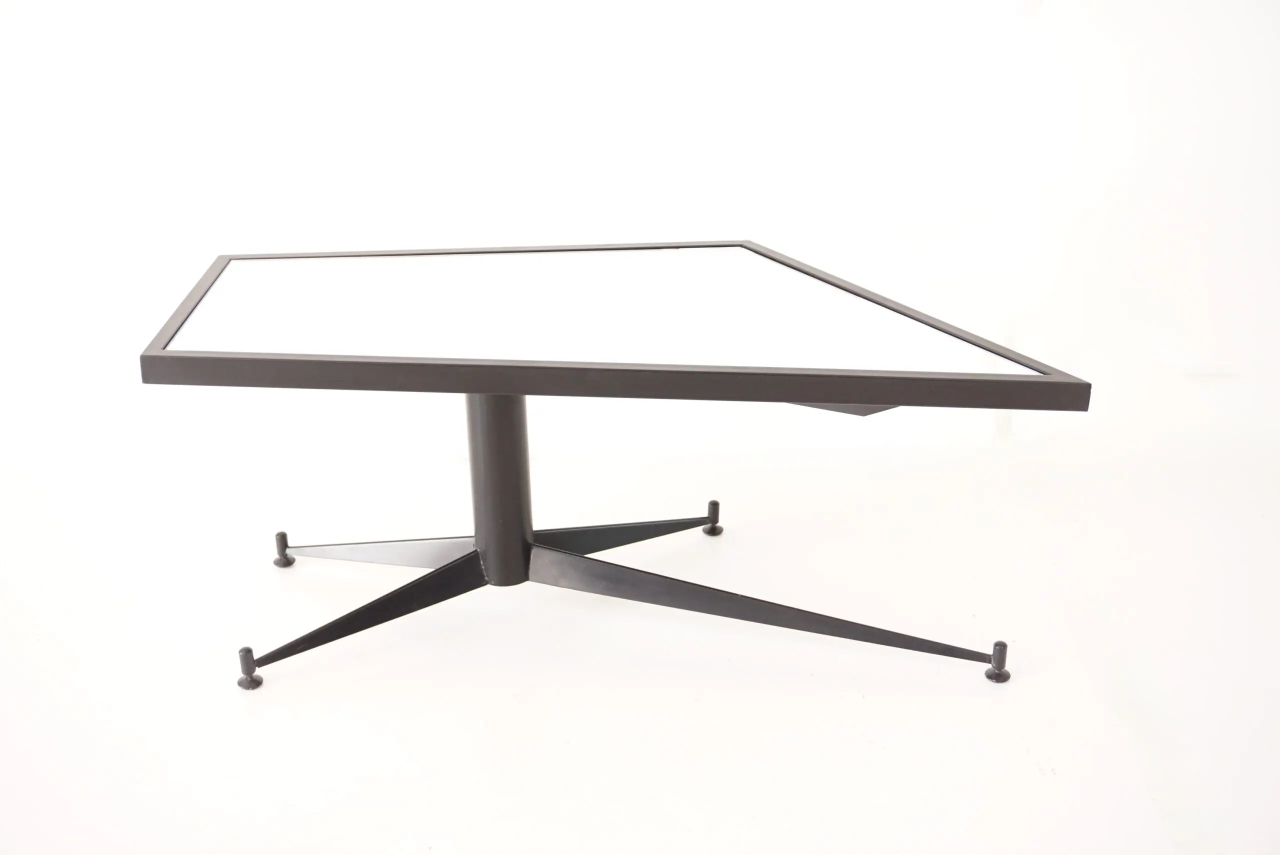 Gio Ponti irregular, asymmetrical black mirrored low coffee table, Rima 1955 — Gio Ponti