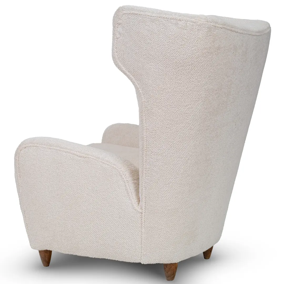 pair of Paolo Buffa white  bouclette high wingback  Bergere armchairs, 1950 — photo 18