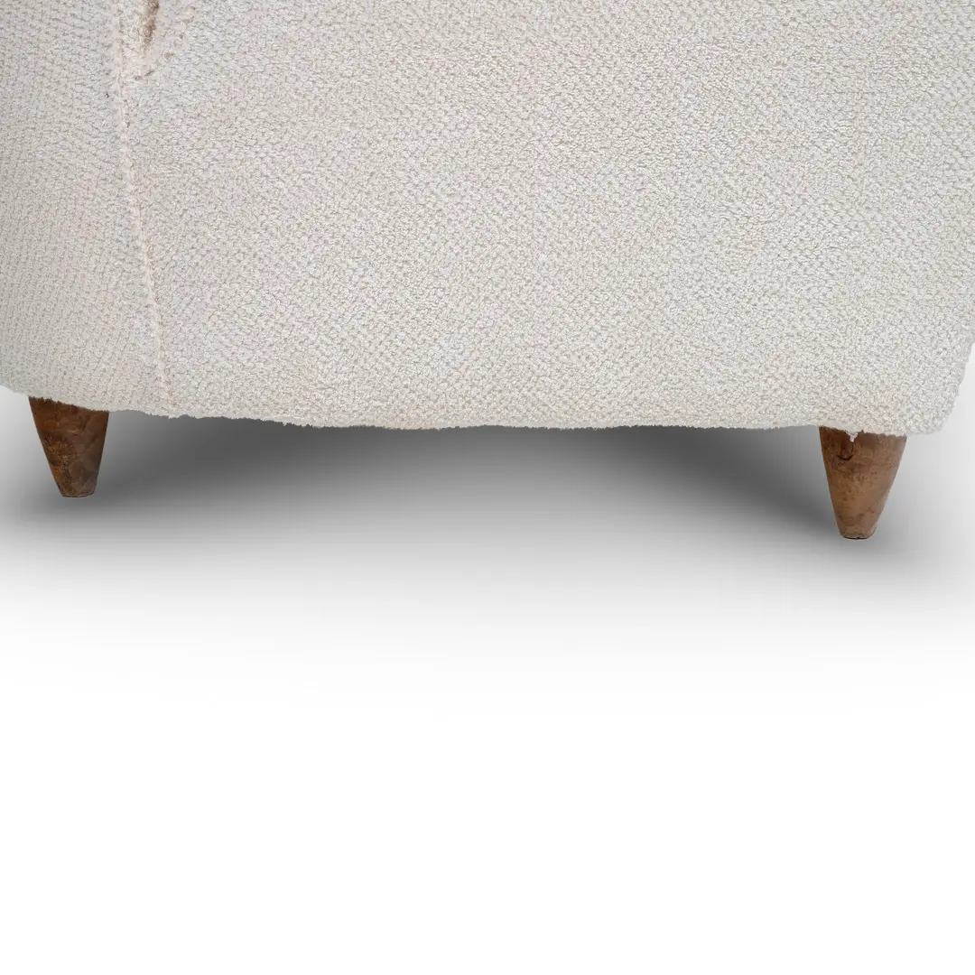 pair of Paolo Buffa white  bouclette high wingback  Bergere armchairs, 1950 — photo 9