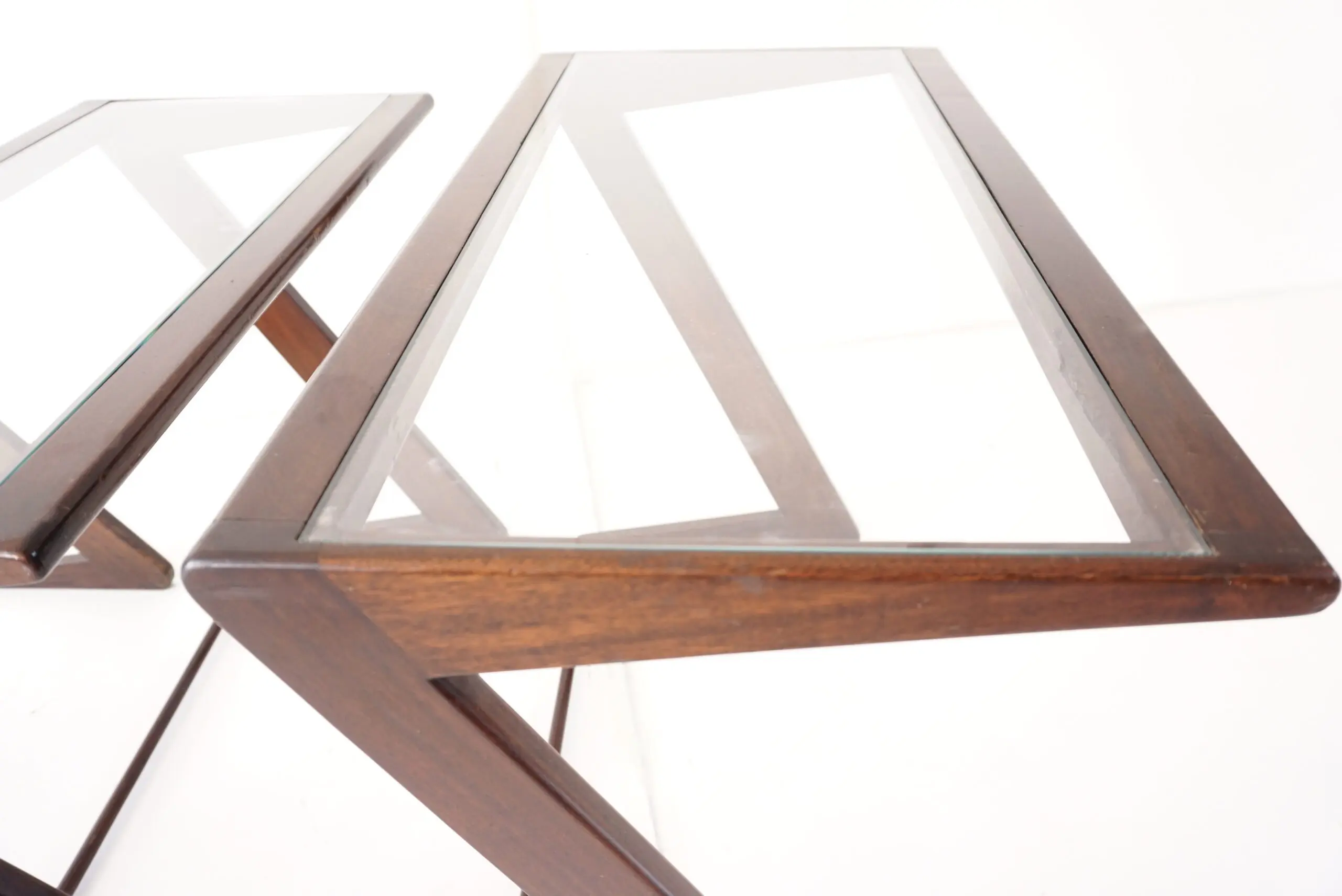 Giuseppe Scapinelli set of three nesting side tables, teak and glass, 1950 — photo 23