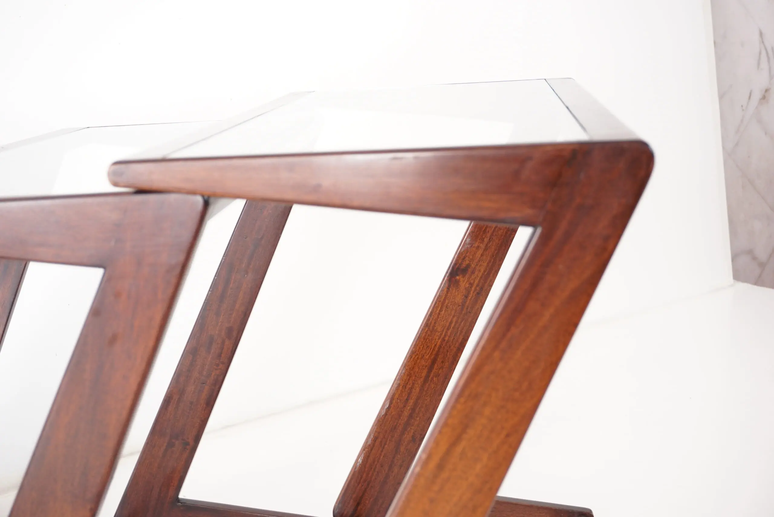 Giuseppe Scapinelli set of three nesting side tables, teak and glass, 1950 — photo 17