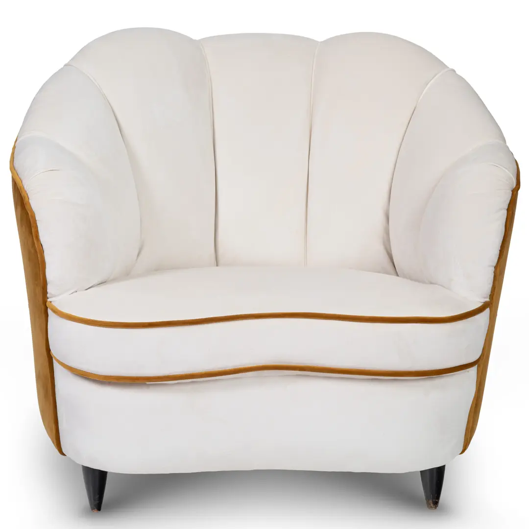 pair of Gio Ponti  velvet bicolor white and yellow armchairs, Casa & Giardino 1940 — photo 7