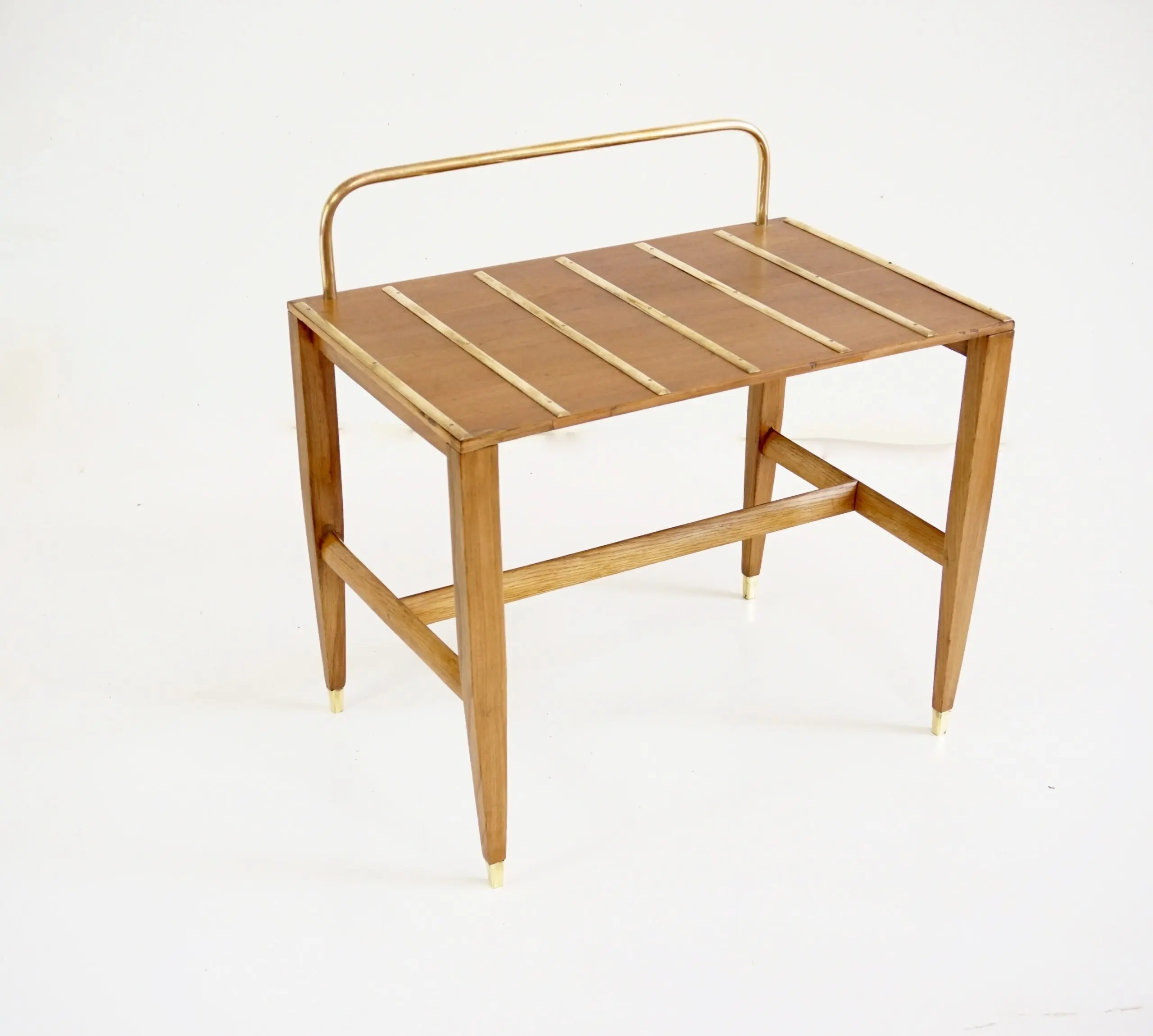 Gio Ponti Walnut Side Table, Luggage Rack for Hotel Royal Naples, 1955 — Gio Ponti