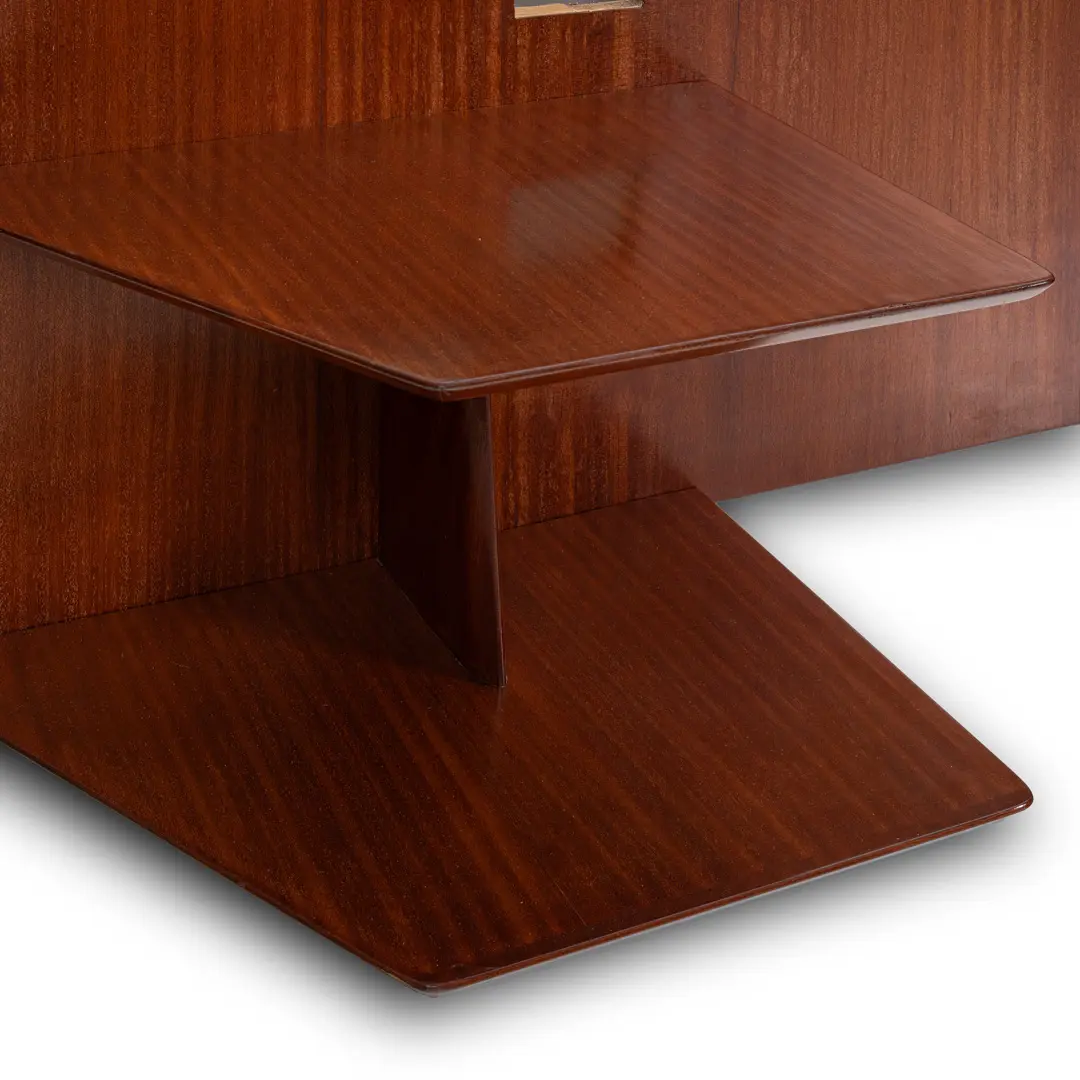 Gio Ponti, pair of rare mahogany headboards with fitted bedside tables, Hotel Royal, 1955 — image 3