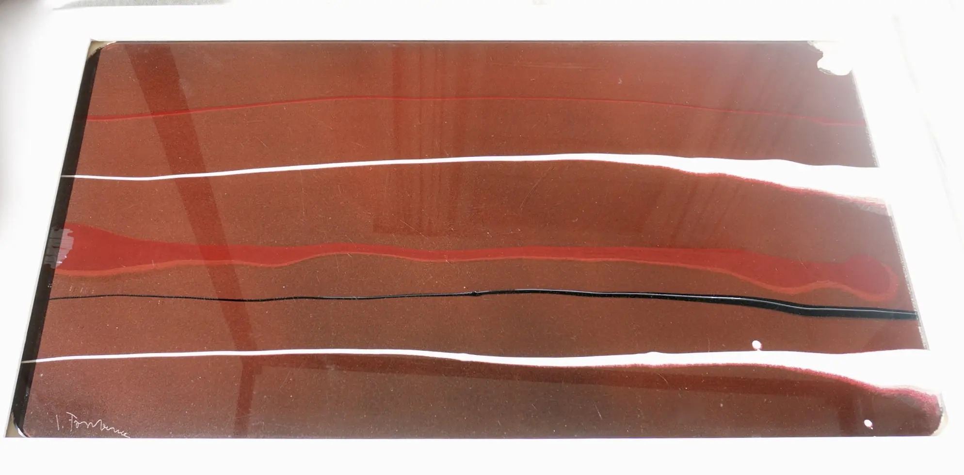 Lucio Fontana "Concetto Spaziale" black, red and white oil on glass, signed 1956 — photo 8
