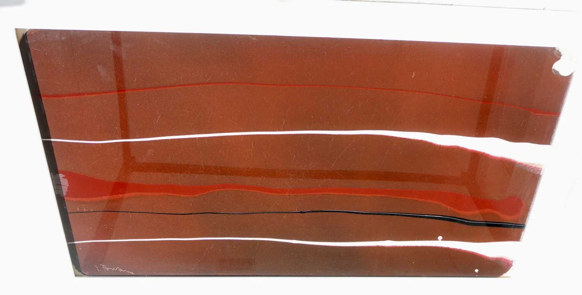 Lucio Fontana "Concetto Spaziale" black, red and white oil on glass, signed 1956 — photo 13