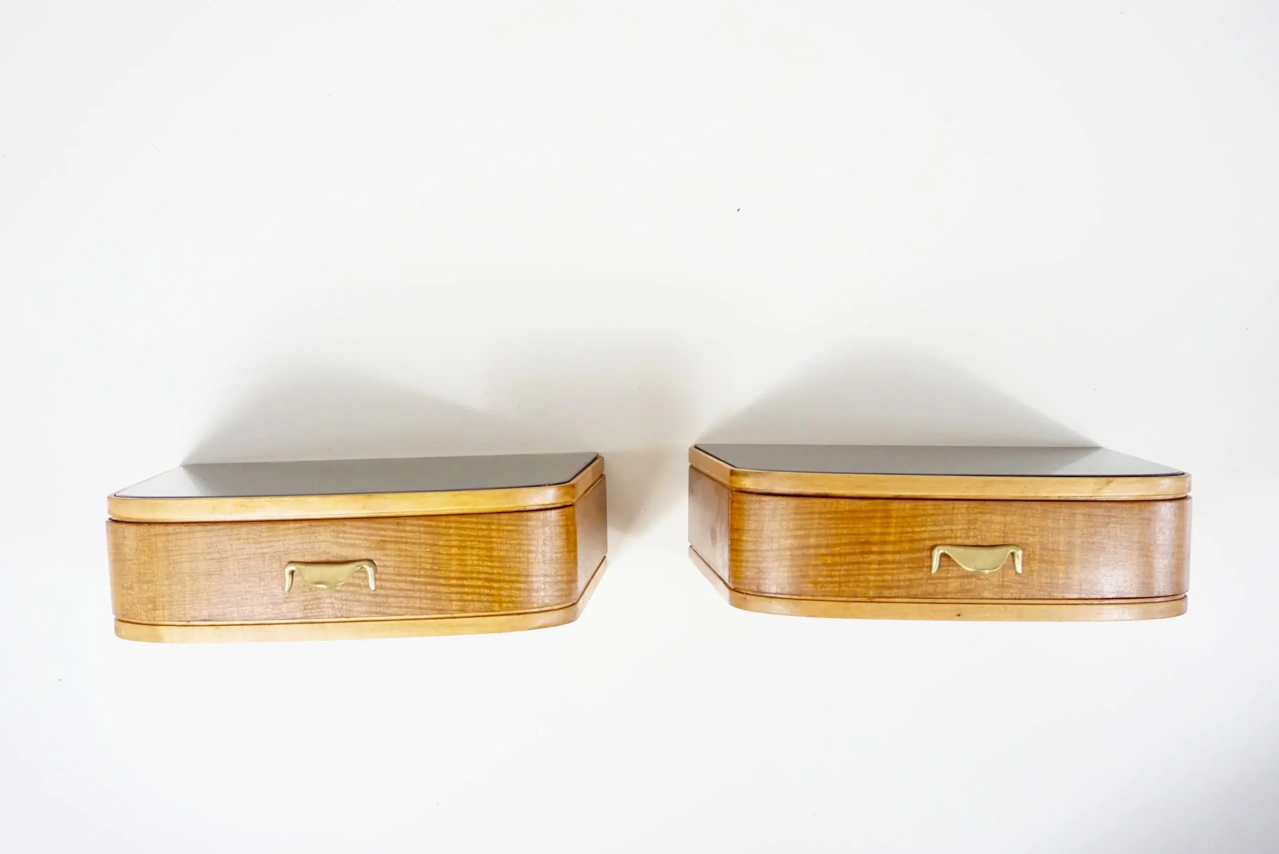 A pair of Osvaldo Borsani floating bedside tables, wall mounted, 1950 — Osvaldo Borsani