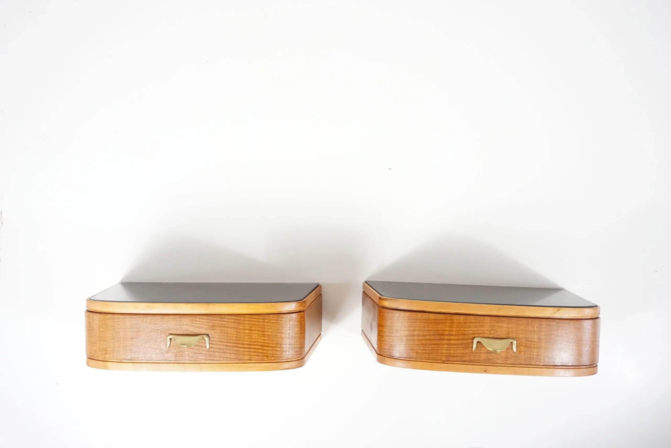 A pair of Osvaldo Borsani floating bedside tables, wall mounted, 1950 — Osvaldo Borsani