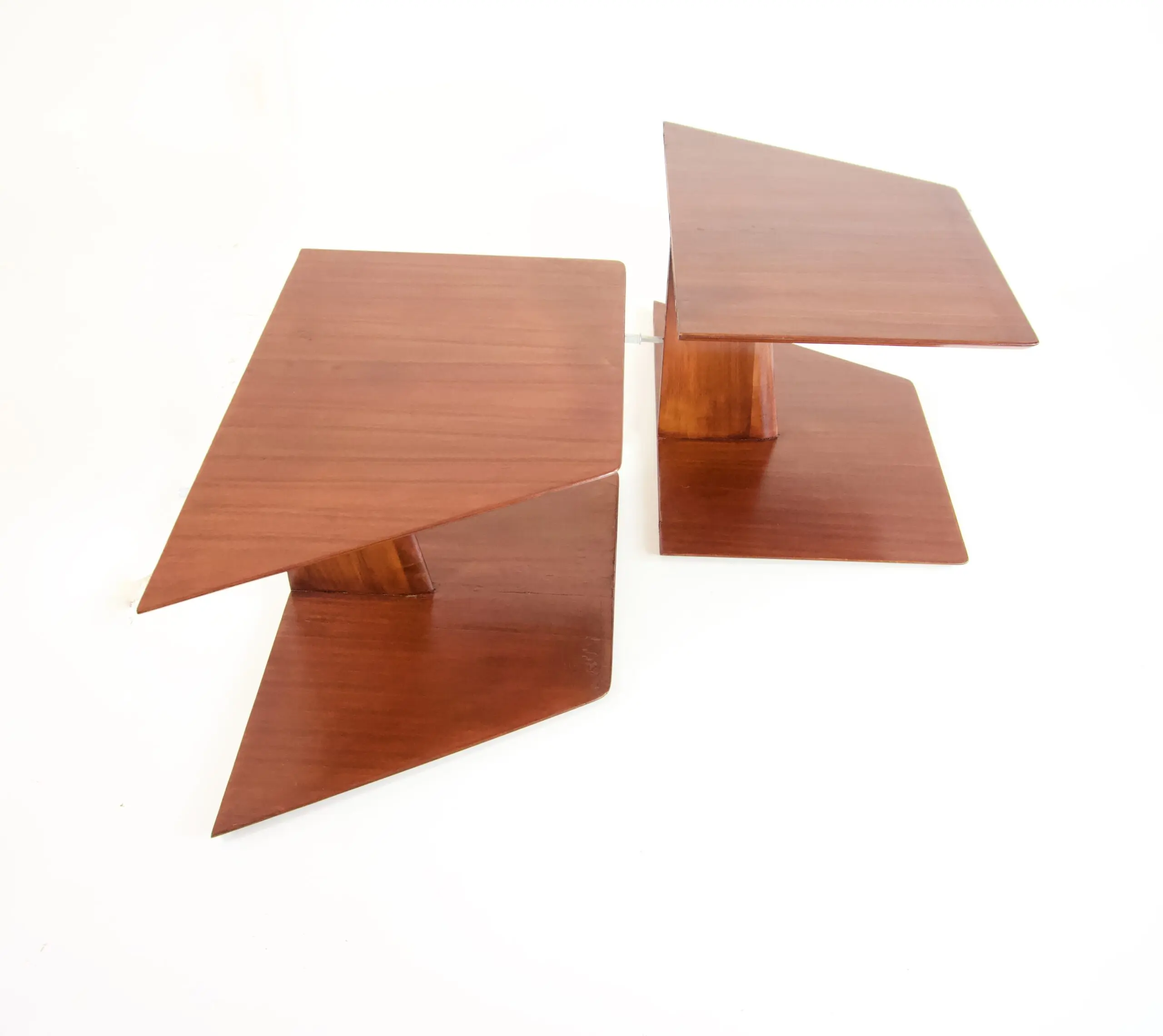 pair of GIO PONTI oak hanging nightstand tables, side tables Hotel Royal, 1955 — Gio Ponti