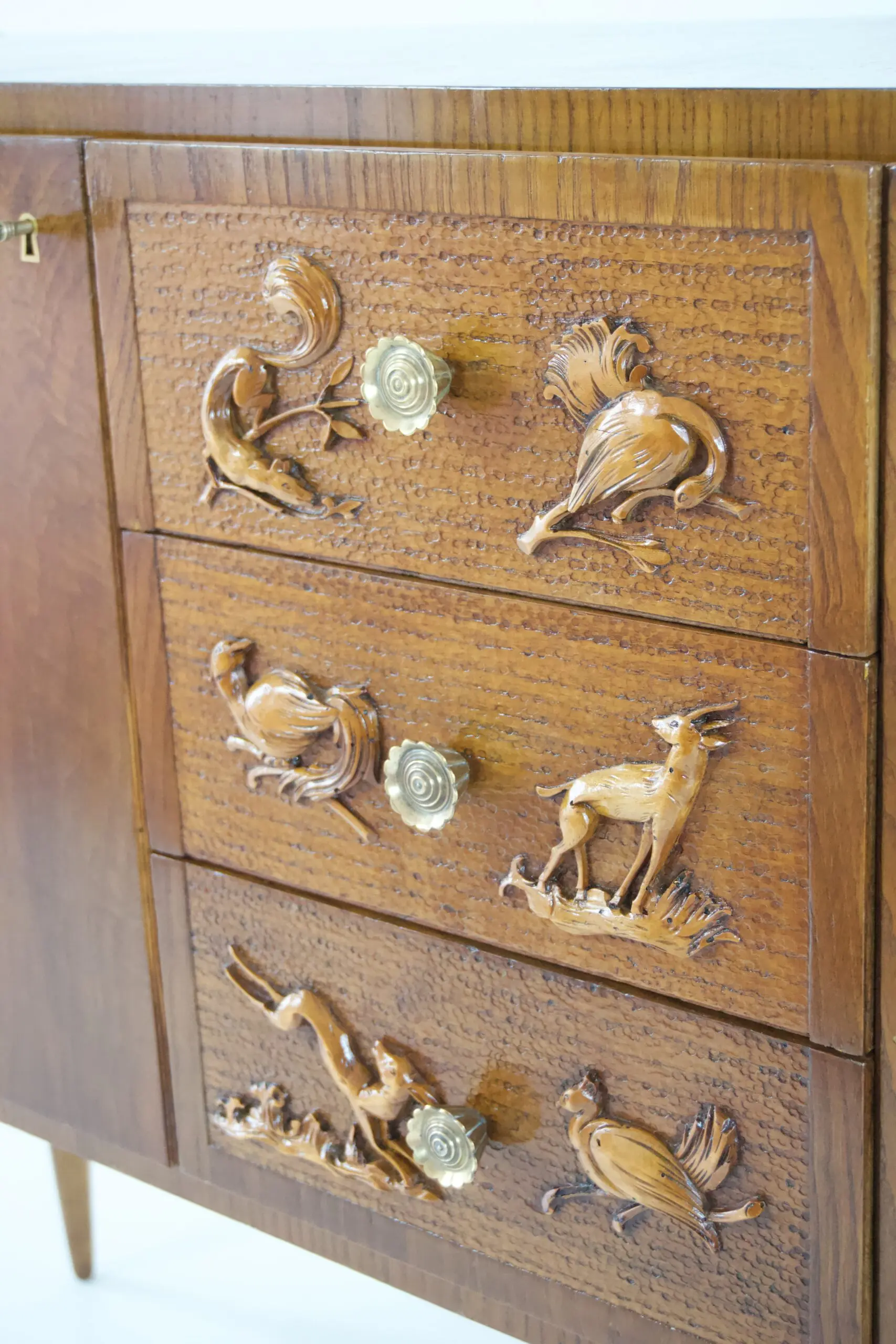 Pierluigi Colli sideboard carved wood, veneered root, two doors, drawers, 1940 — photo 17