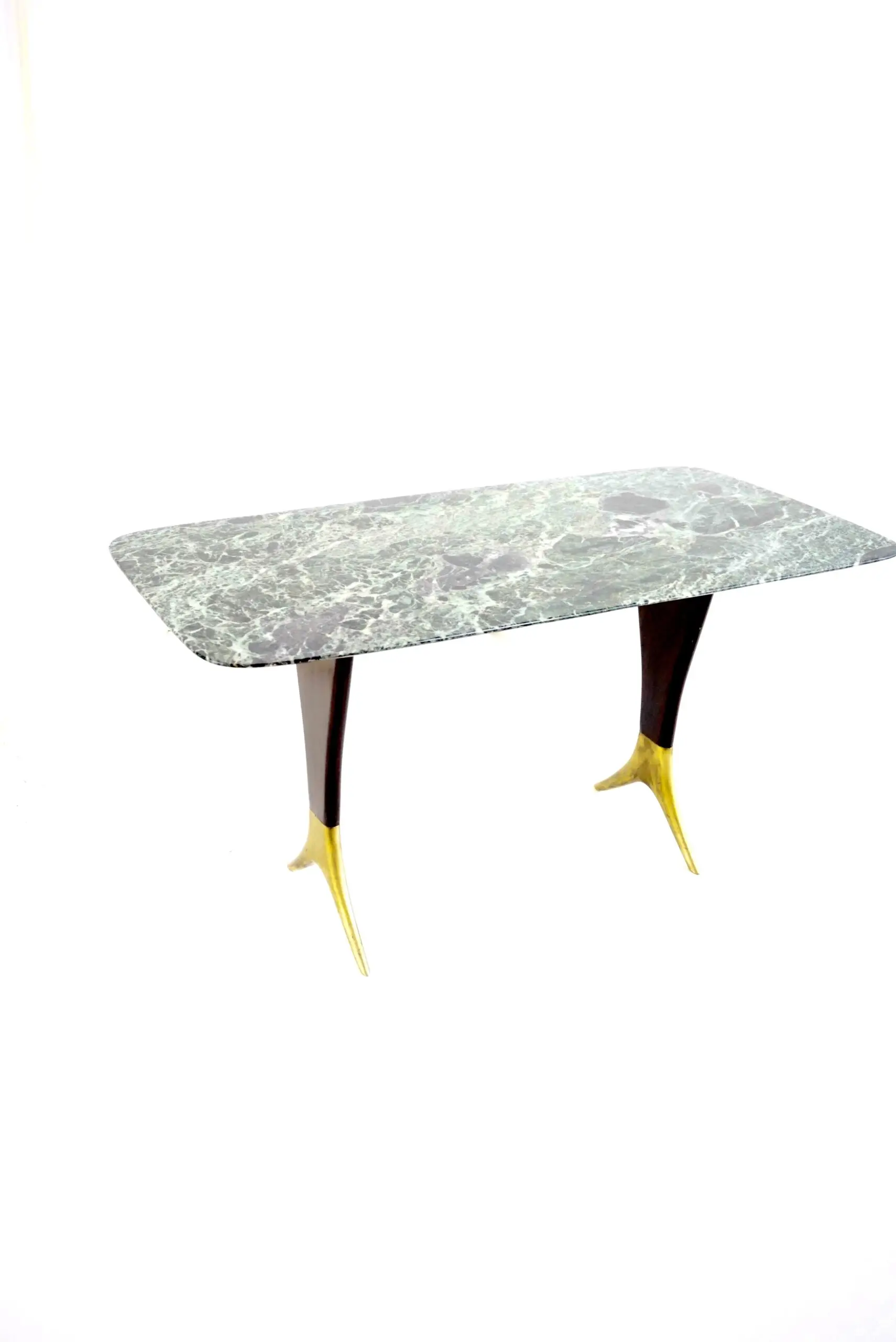 Fine Guglielmo Ulrich coffee table, verde alpi marble top, brass feet,  1940 — photo 4