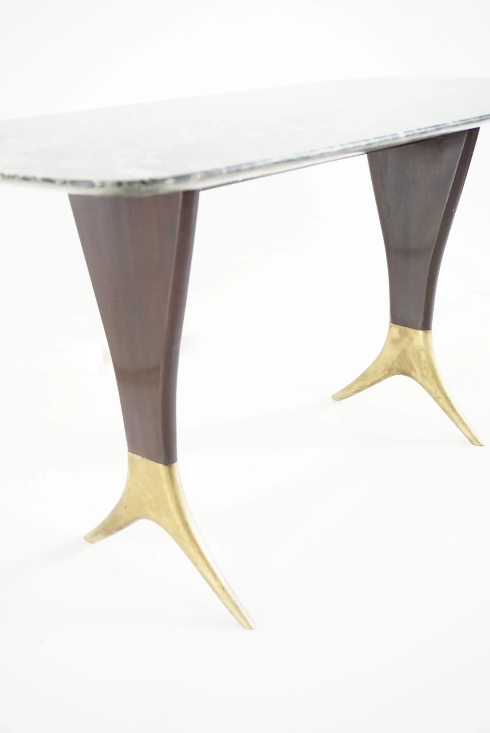 Fine Guglielmo Ulrich coffee table, verde alpi marble top, brass feet,  1940 — photo 11
