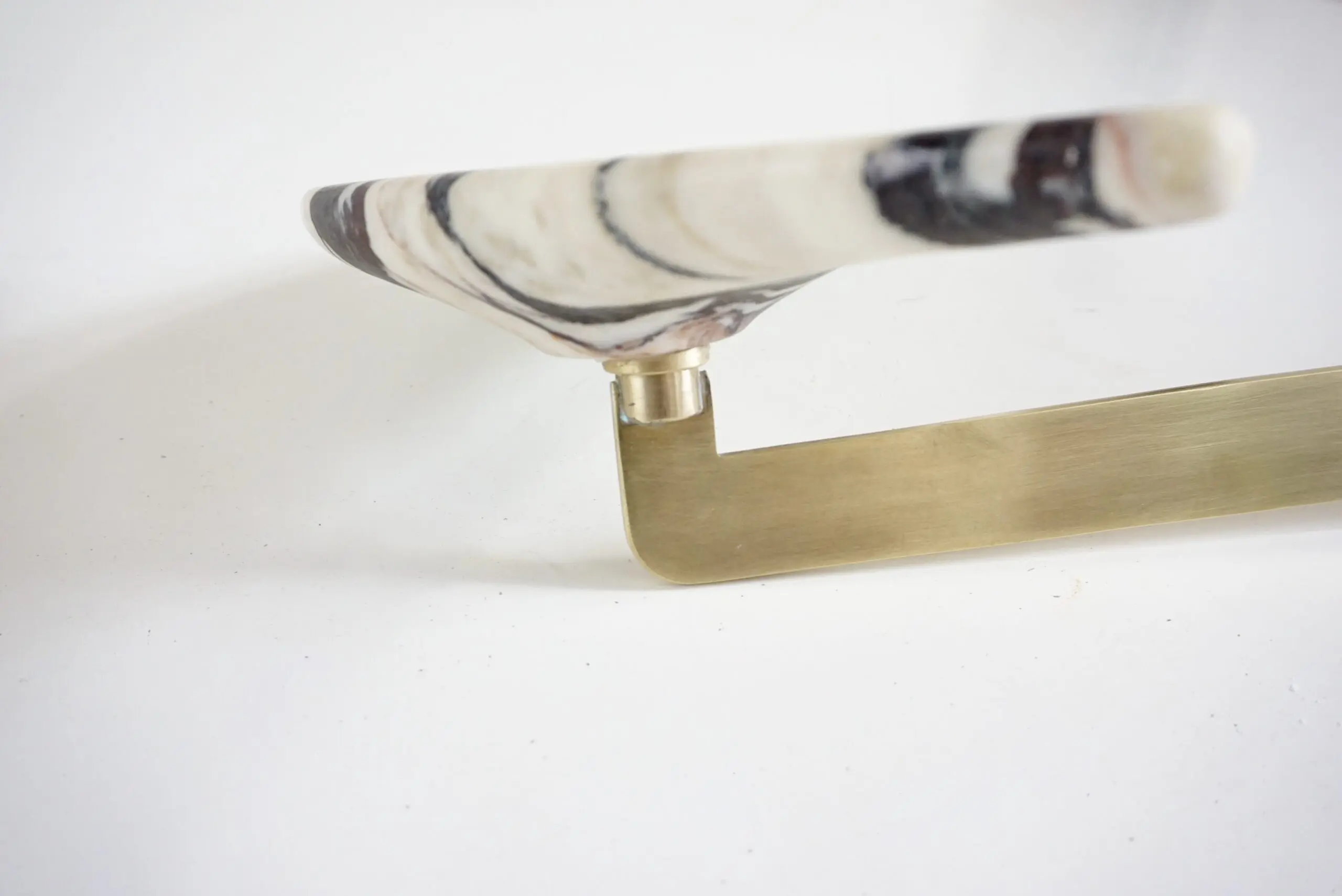 pair of unique breccia and brass hanging bed side tables, adjustable arms, 2024 — photo 11