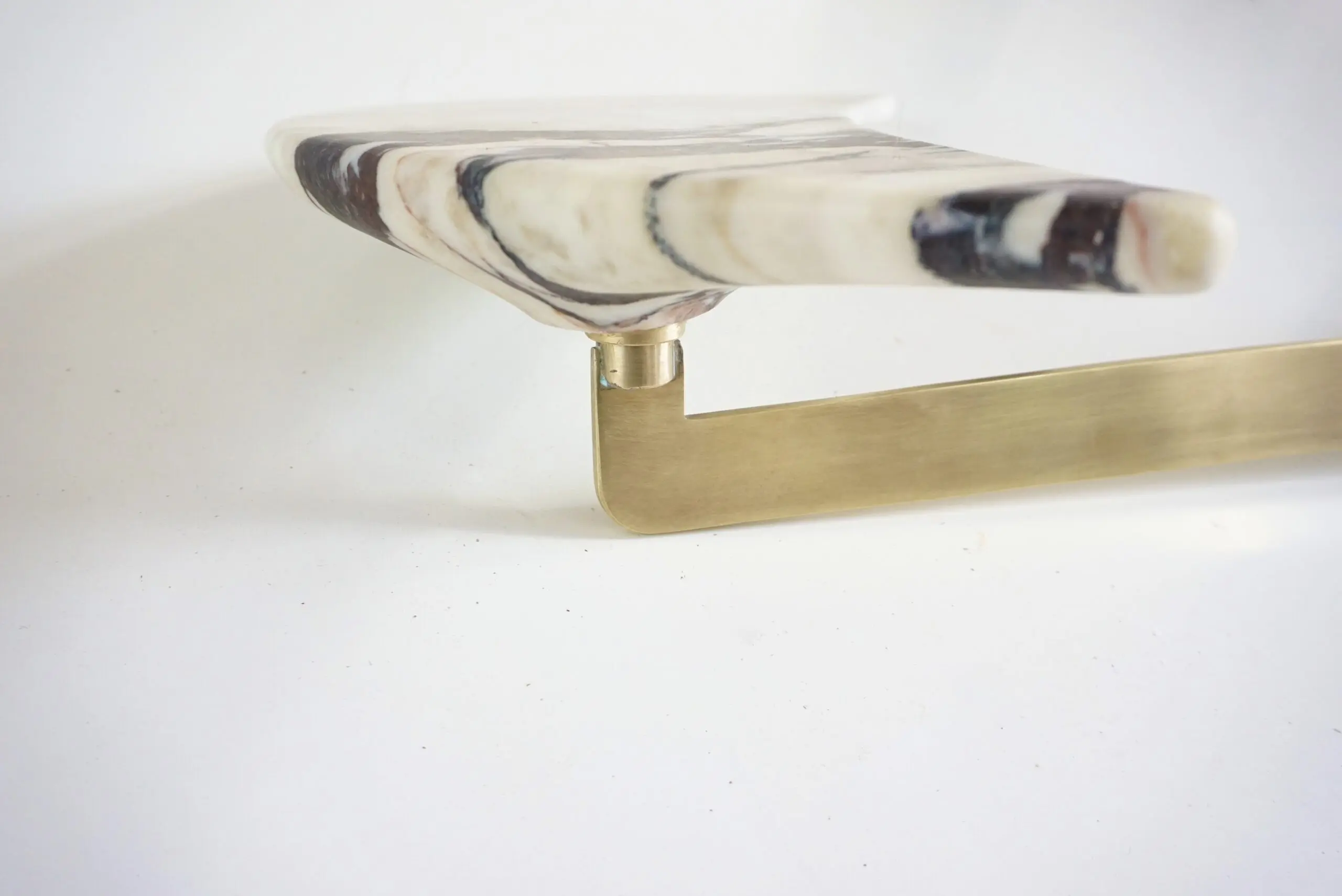 pair of unique breccia and brass hanging bed side tables, adjustable arms, 2024 — photo 12