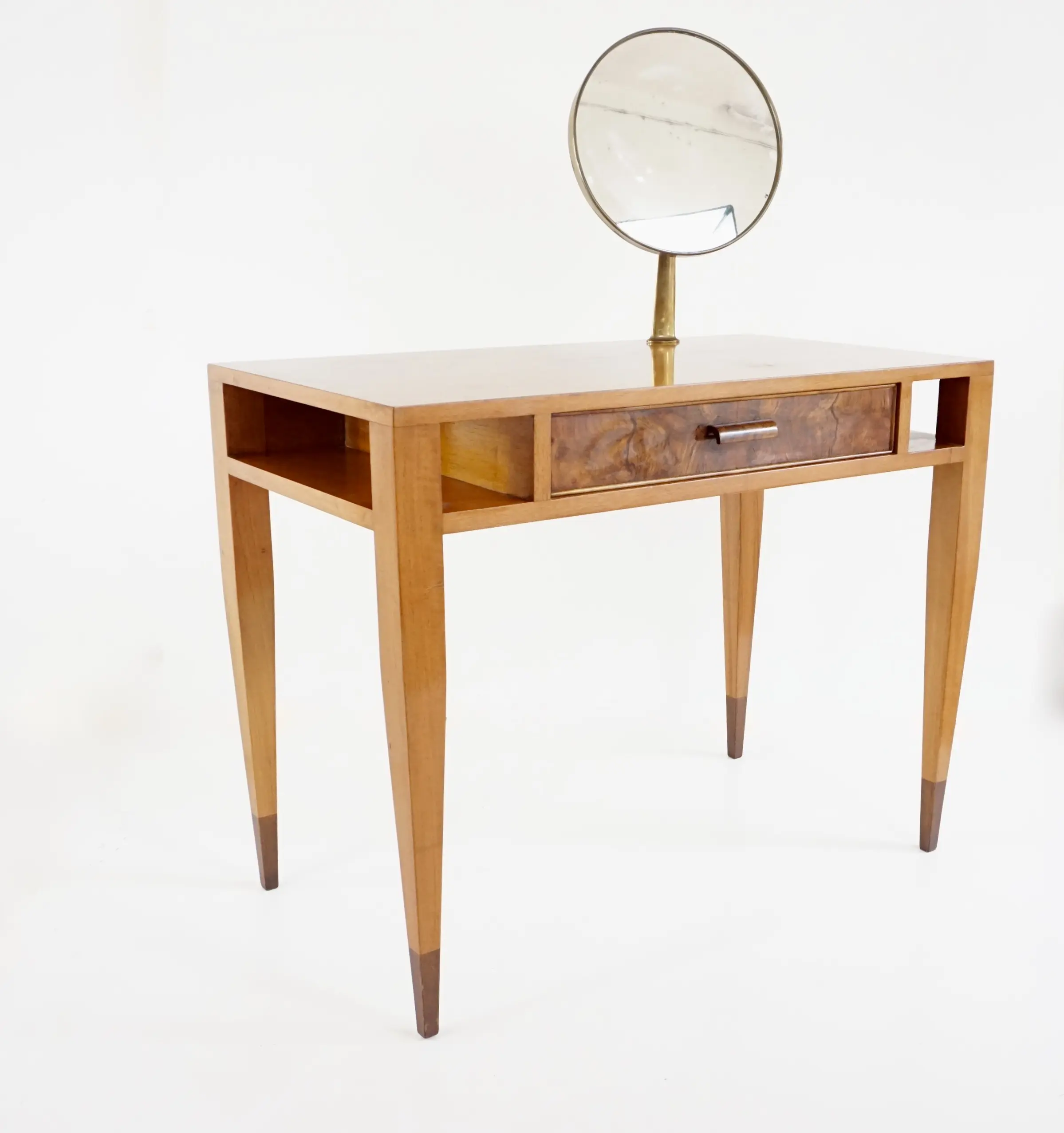 Gio Ponti vanity desk console table with a adjustable Fontana arte mirror, 1950 — Gio Ponti