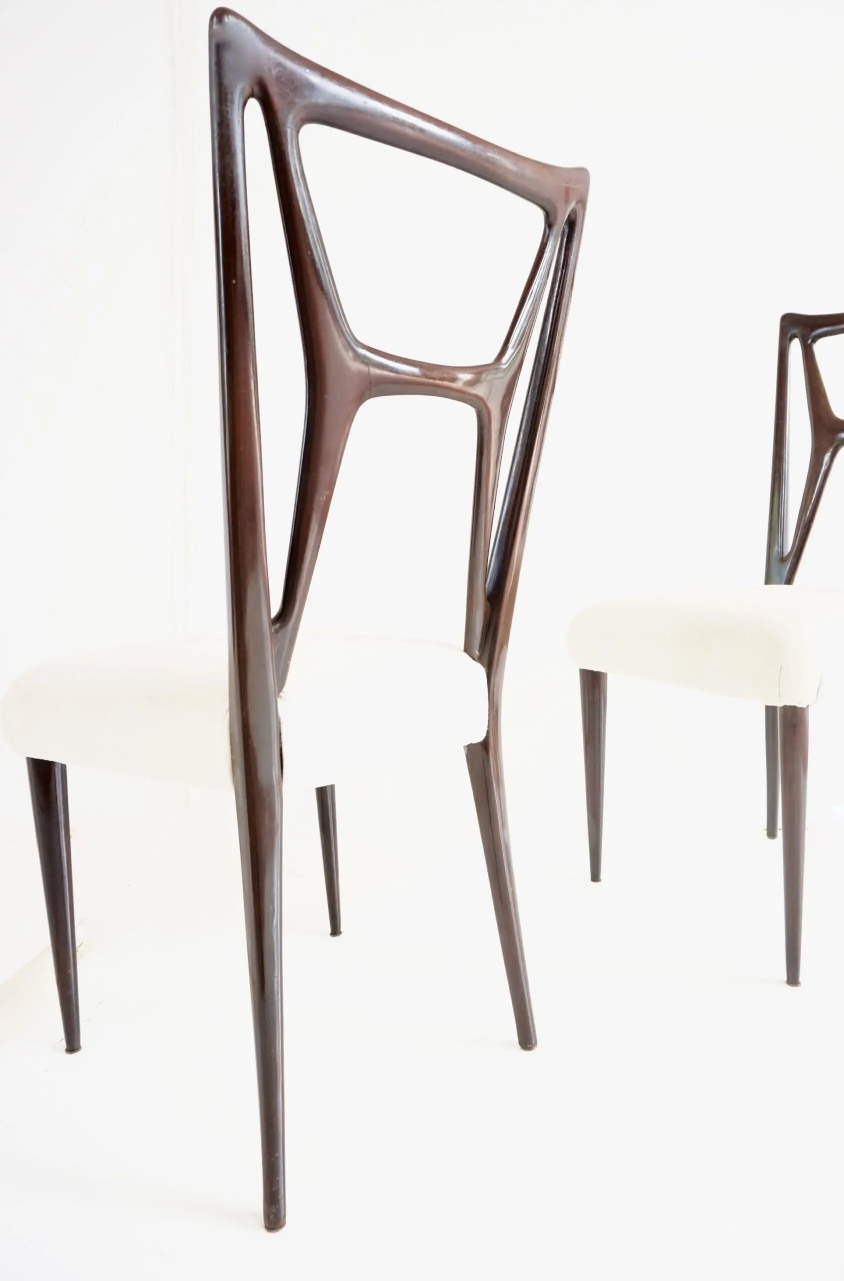 set of six Guglielmo Ulrich att. dining chairs, bentwood  H shape, velvet, 1940 — photo 7