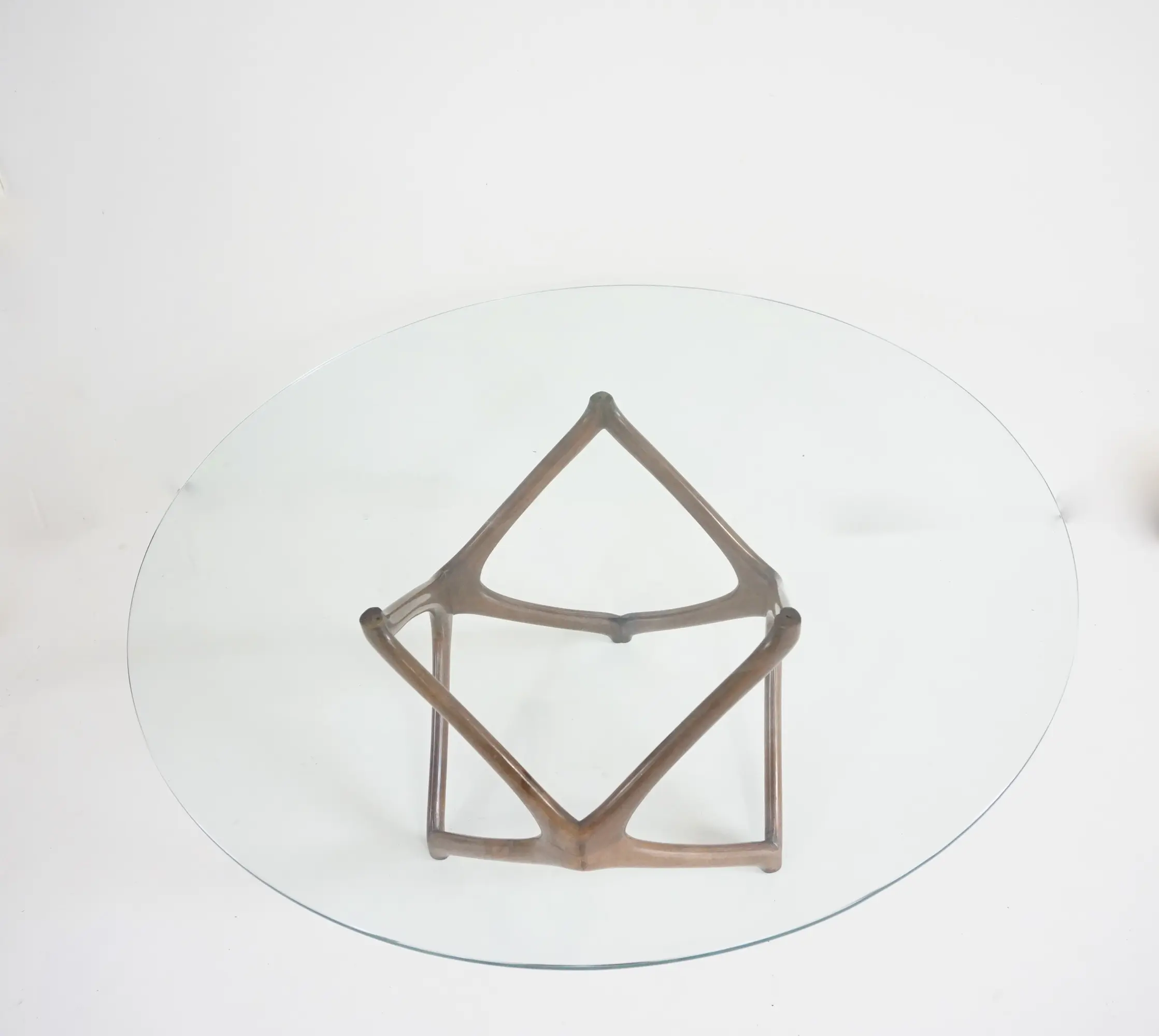 Pierluigi Giordani round coffee table, carved wood and crystal top, 1950 — photo 6