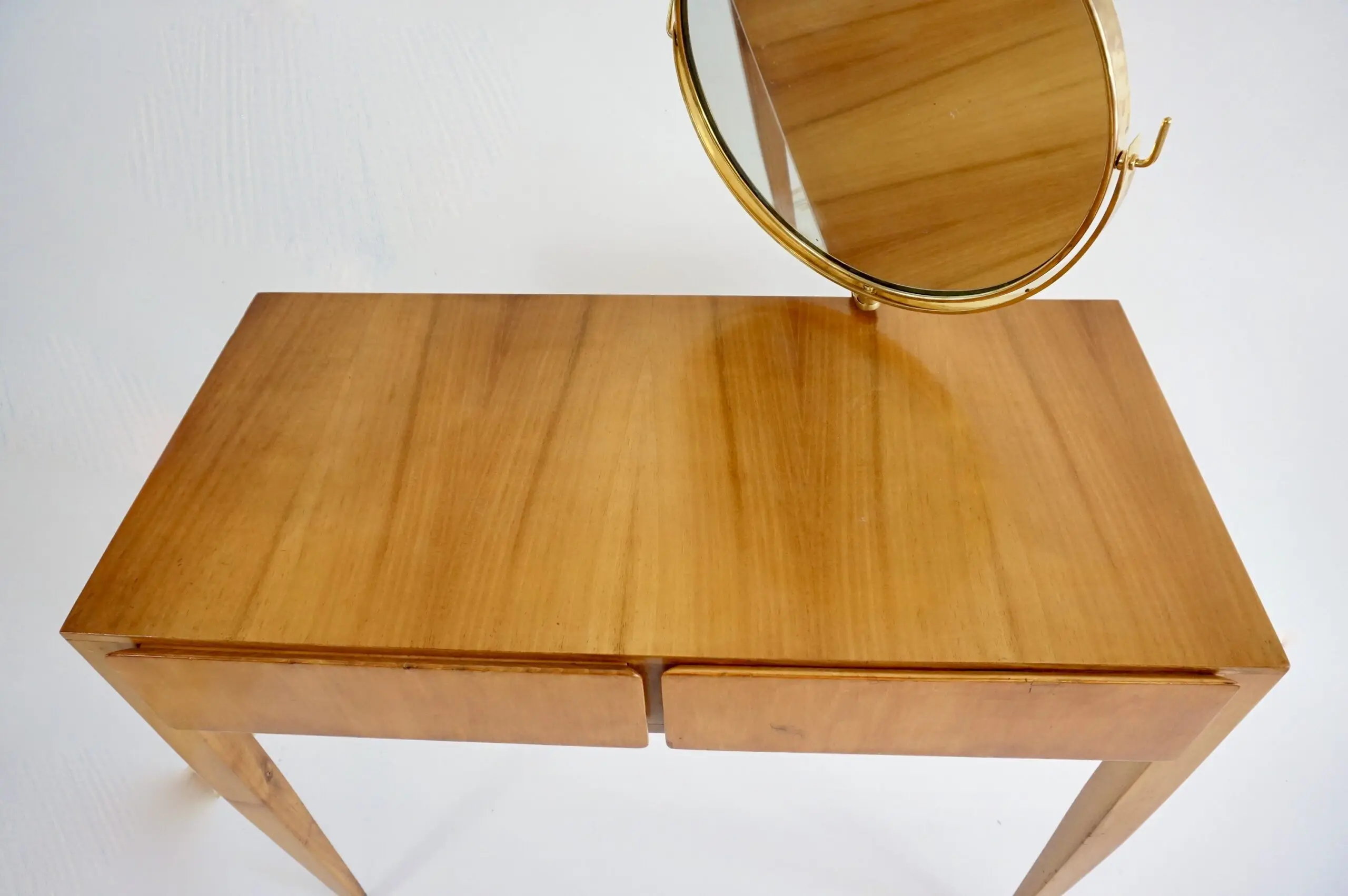 Gio Ponti Vanity desk with a brass circular mirror from Hotel Royal Naples, 1955 — photo 8
