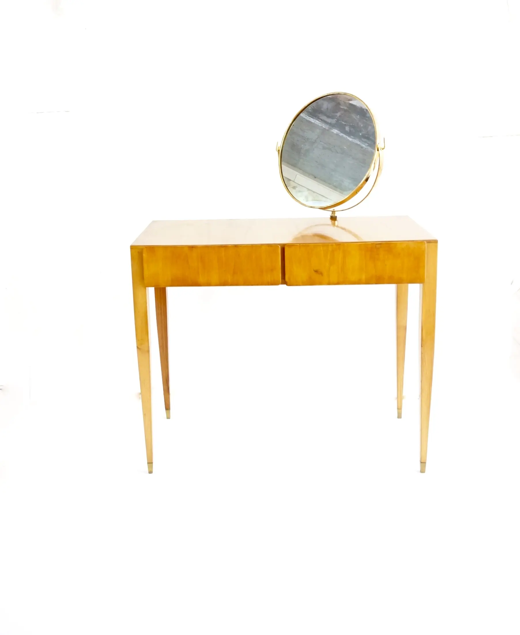 Gio Ponti Vanity desk with a brass circular mirror from Hotel Royal Naples, 1955 — photo 5