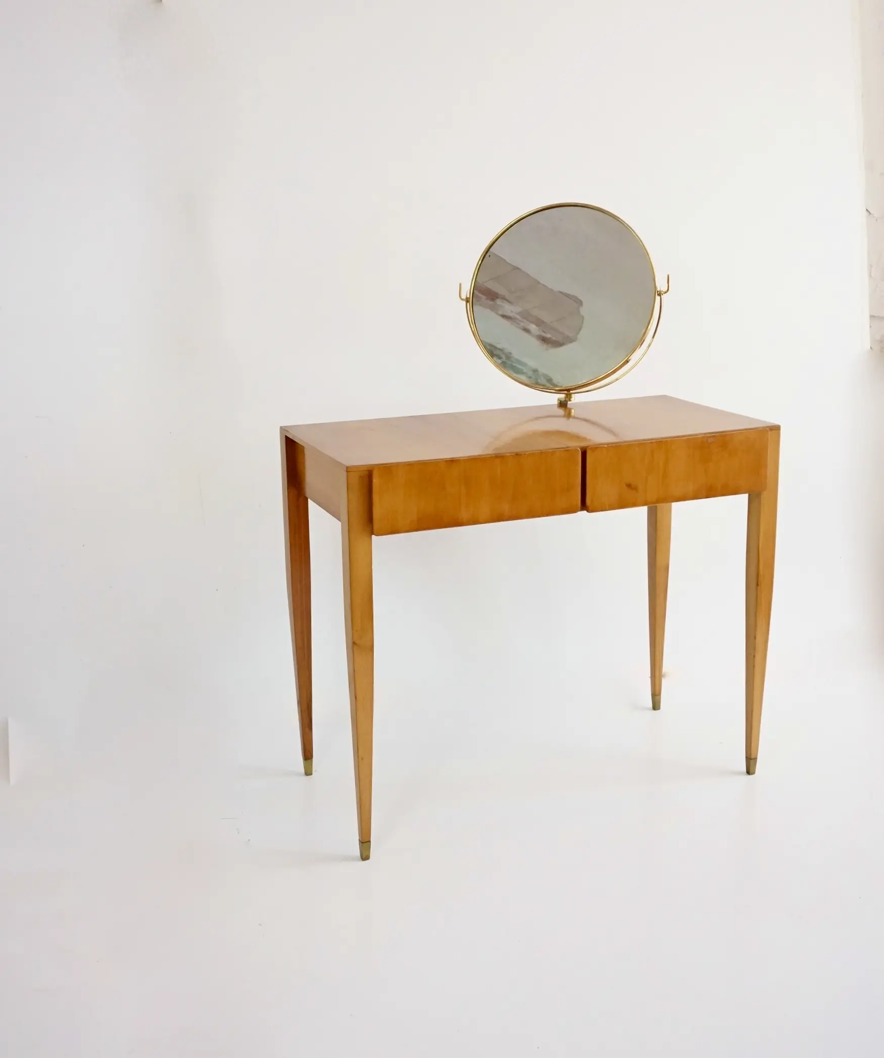 Gio Ponti Vanity desk with a brass circular mirror from Hotel Royal Naples, 1955 — photo 7