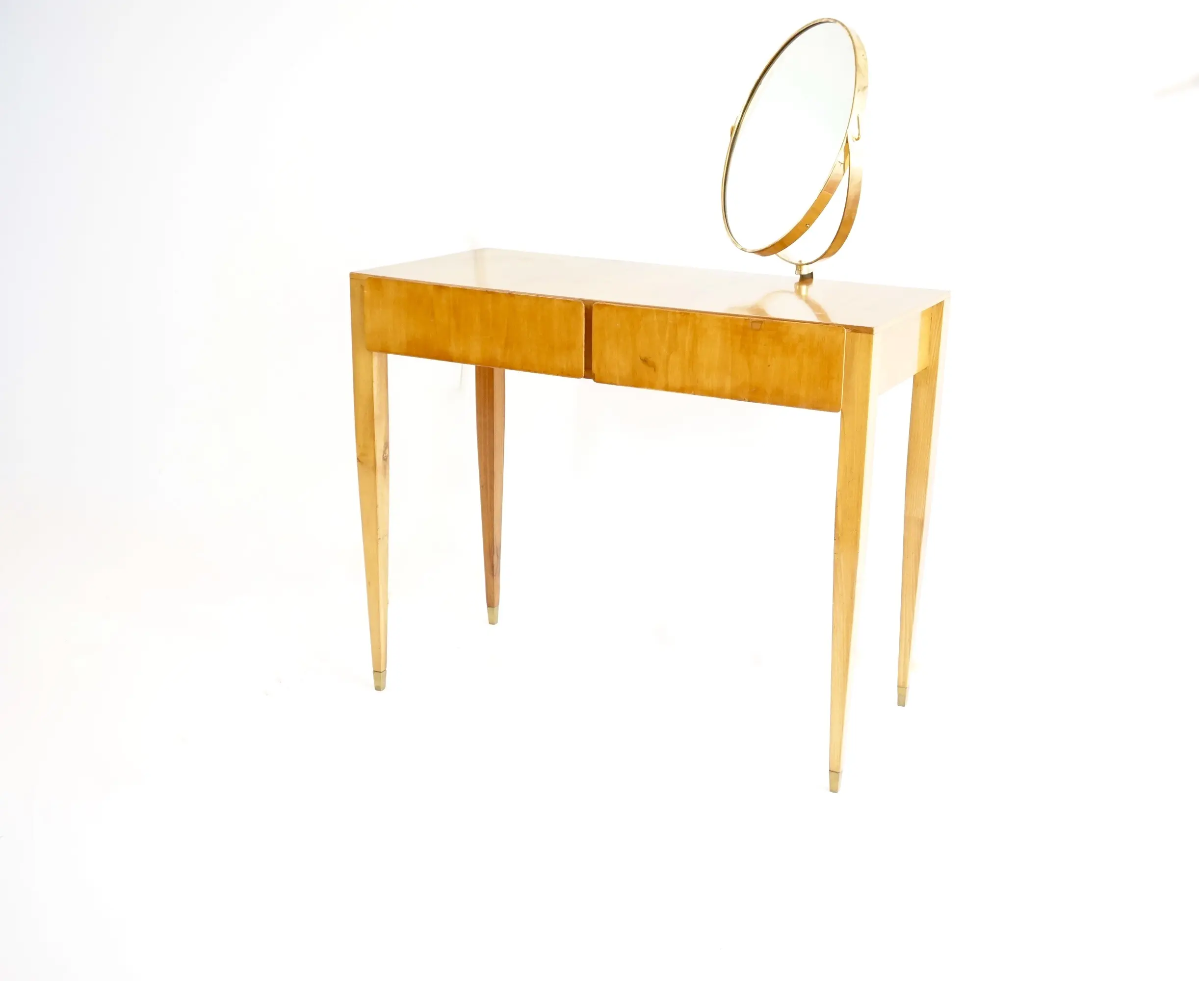 Gio Ponti Vanity desk with a brass circular mirror from Hotel Royal Naples, 1955 — photo 6