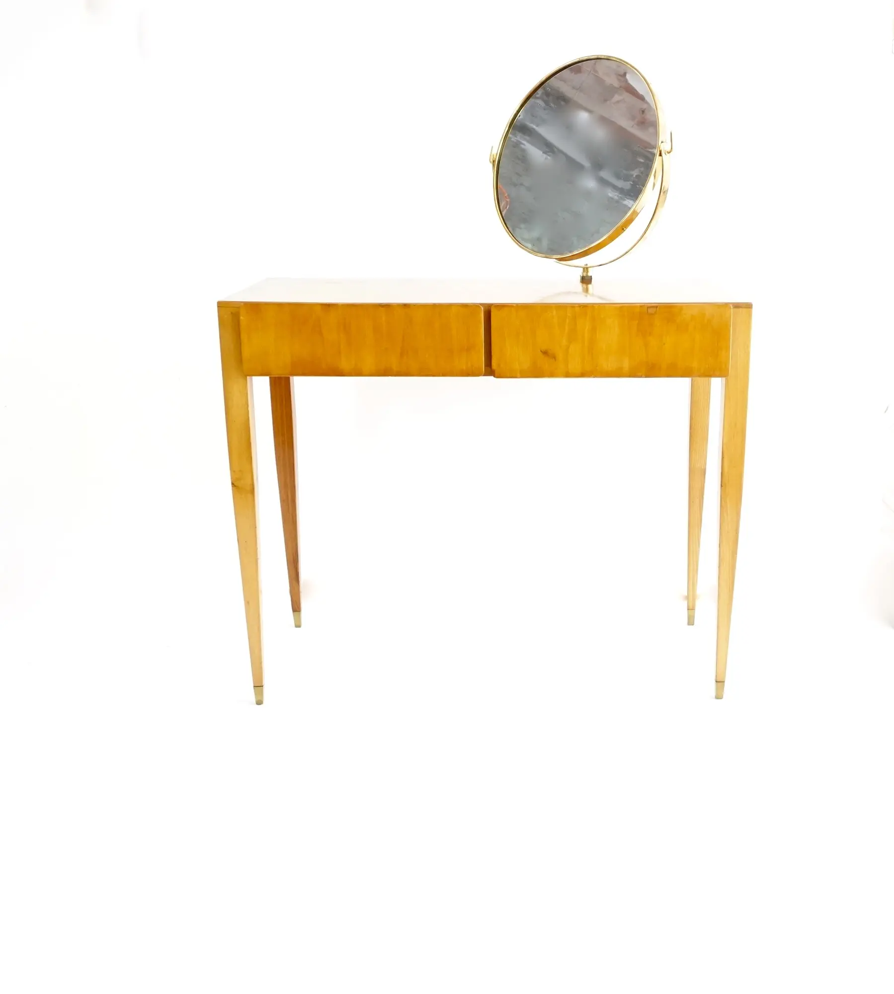 Gio Ponti Vanity desk with a brass circular mirror from Hotel Royal Naples, 1955 — image 2