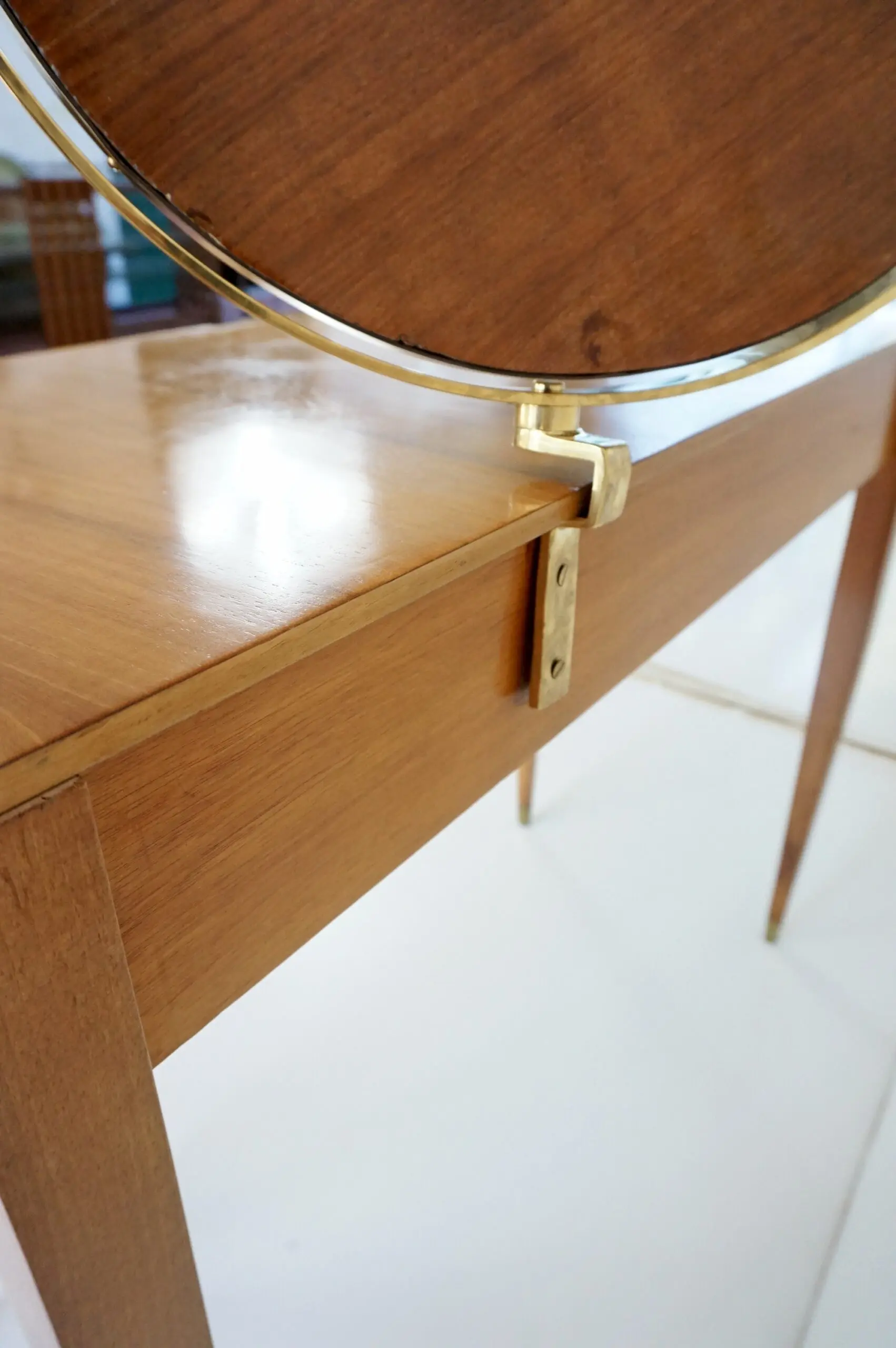 Gio Ponti Vanity desk with a brass circular mirror from Hotel Royal Naples, 1955 — photo 17