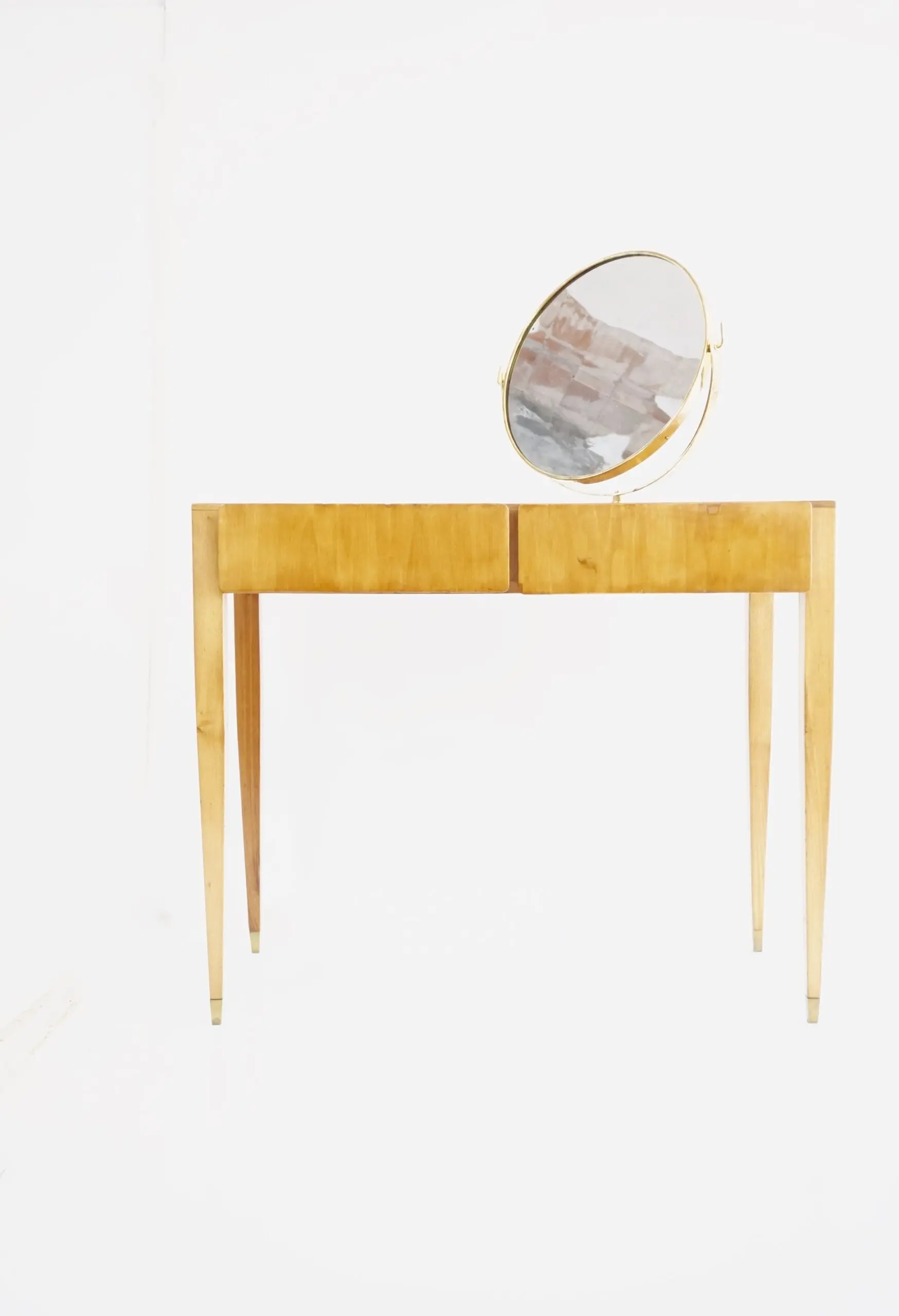 Gio Ponti Vanity desk with a brass circular mirror from Hotel Royal Naples, 1955 — photo 4