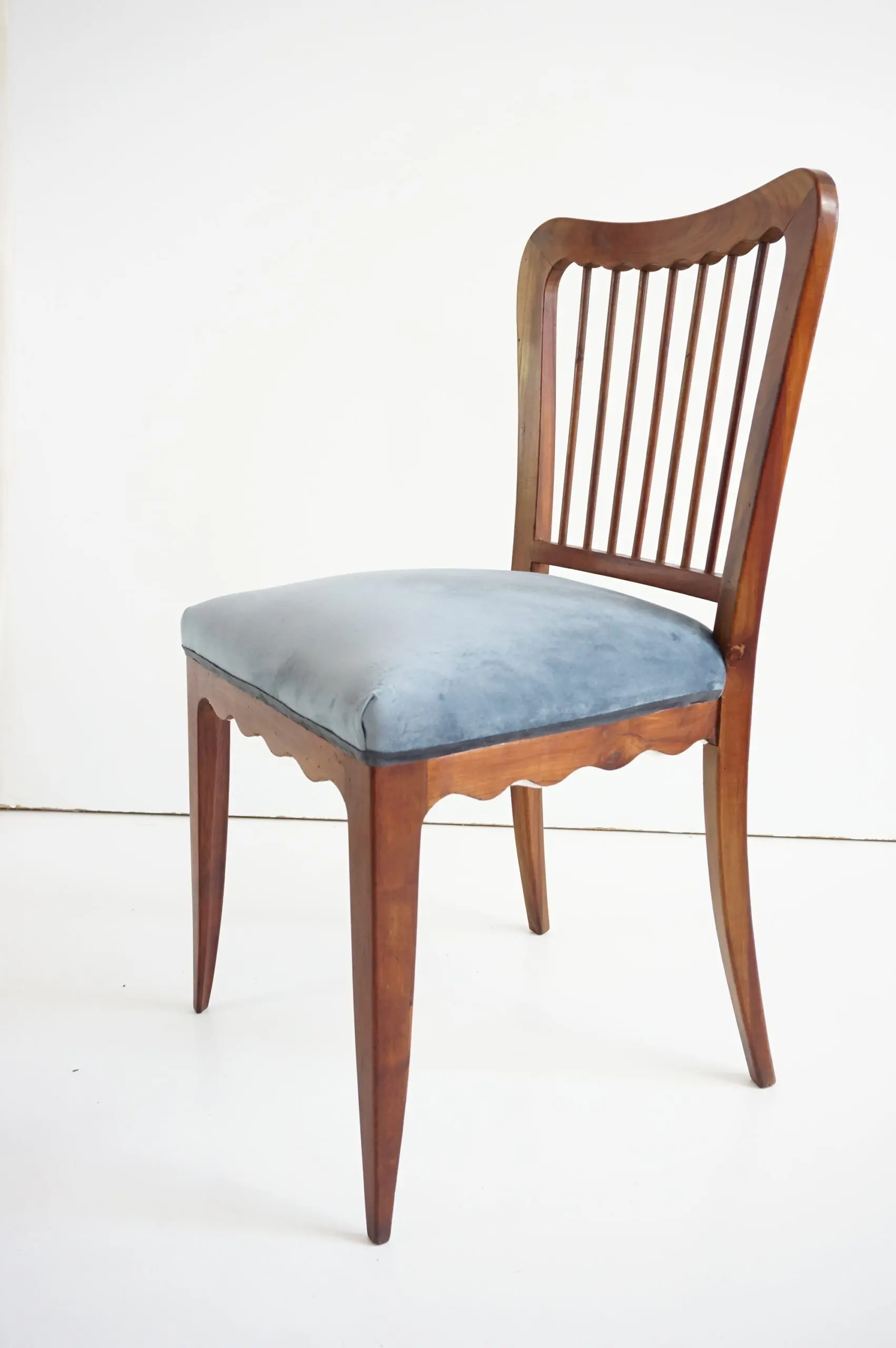 set of six cherrywood Paolo Buffa ondulations dining chairs, 1950 — photo 9