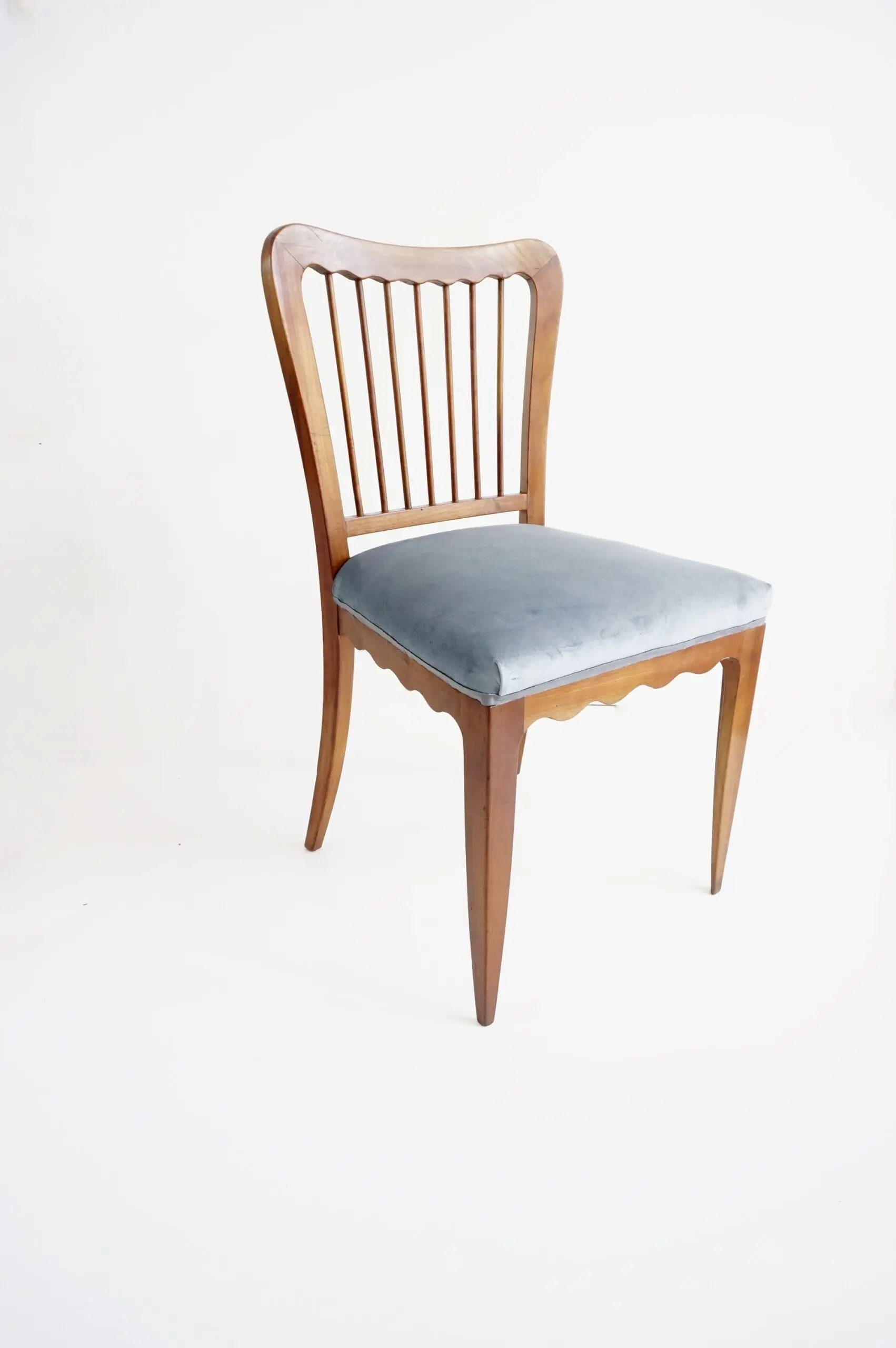 set of six cherrywood Paolo Buffa ondulations dining chairs, 1950 — image 2