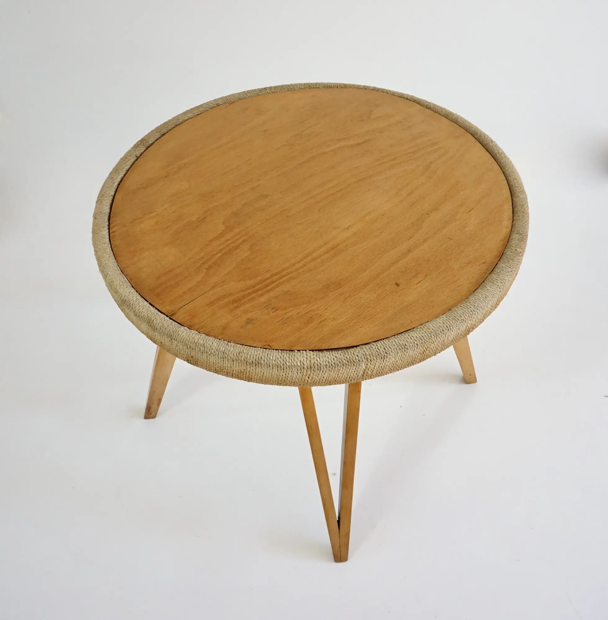 Augusto Romano round beech and straw  coffee table, 1948 — photo 10