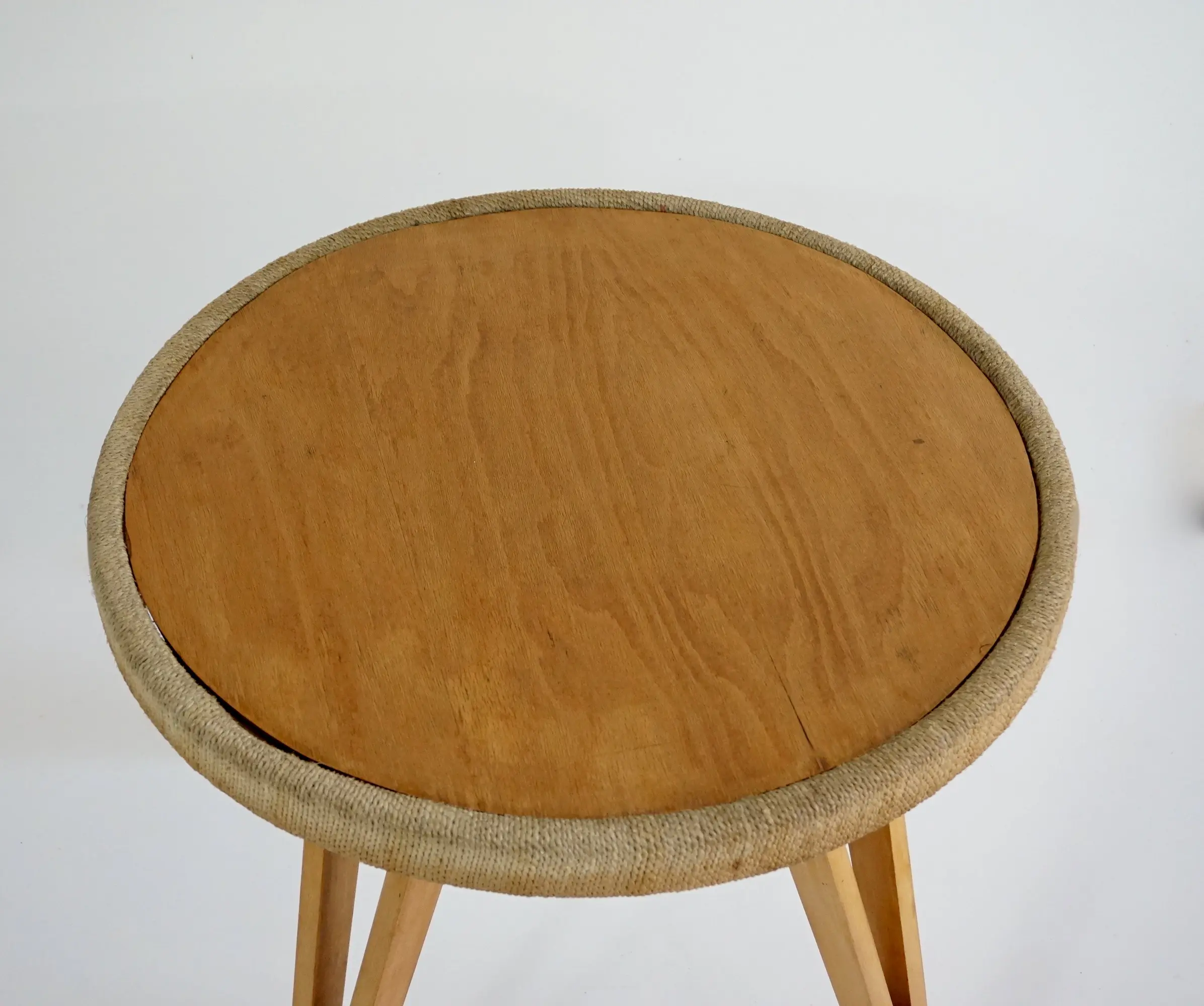 Augusto Romano round beech and straw  coffee table, 1948 — photo 5